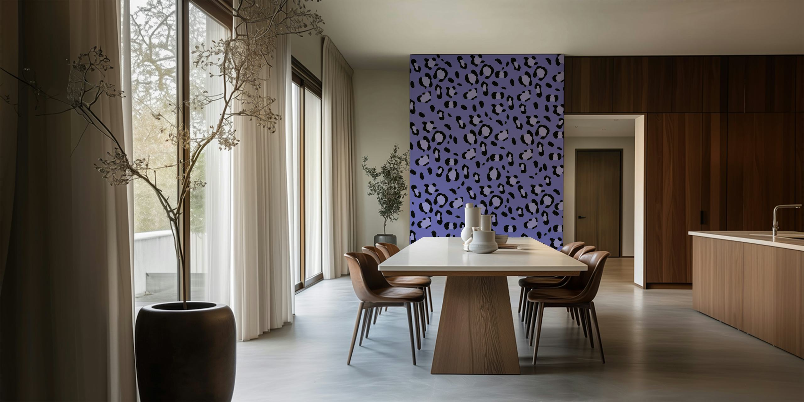 Leopard animal print wallpaper in a room