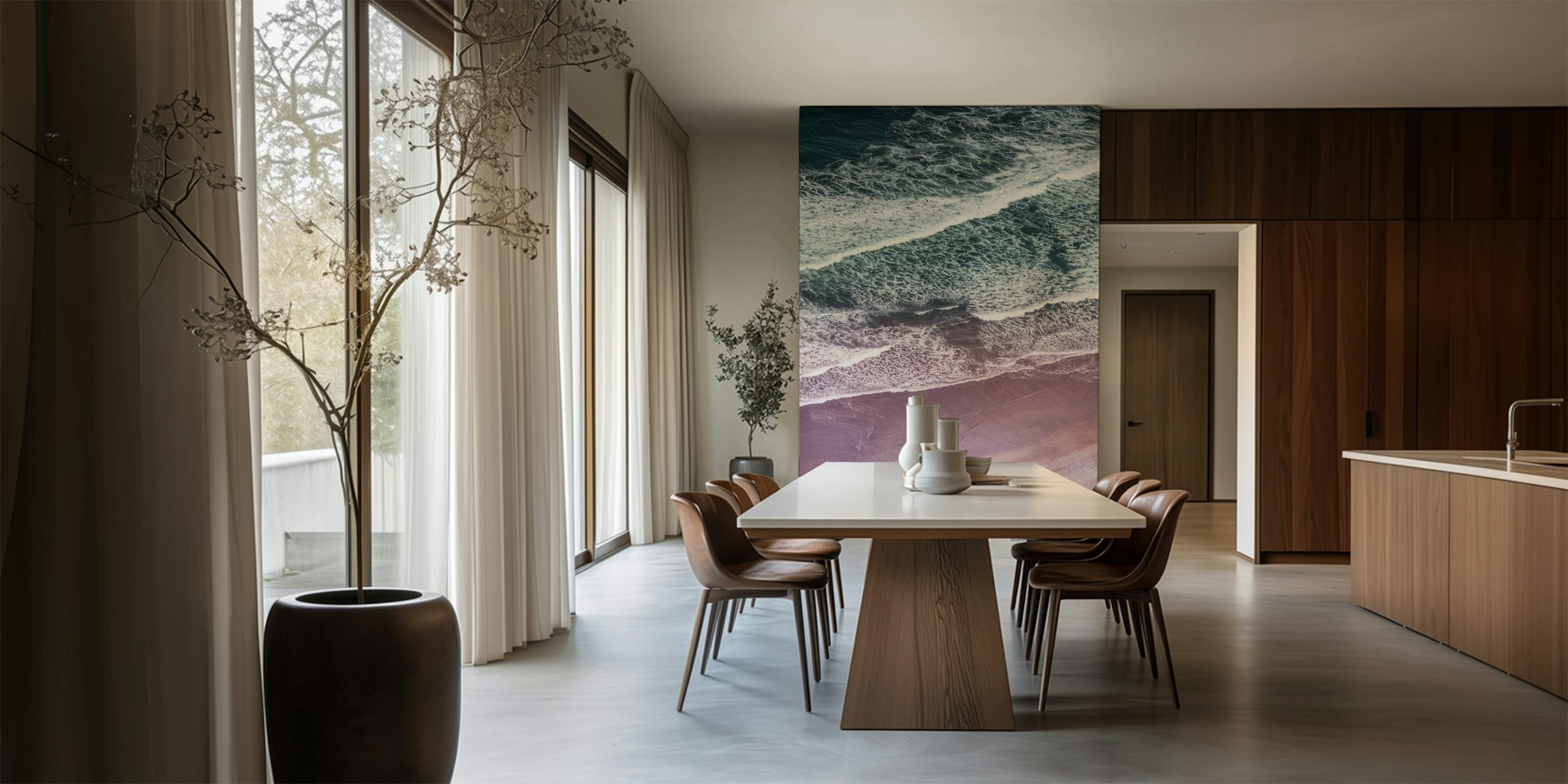 Atlantic Ocean wallpaper in a modern room