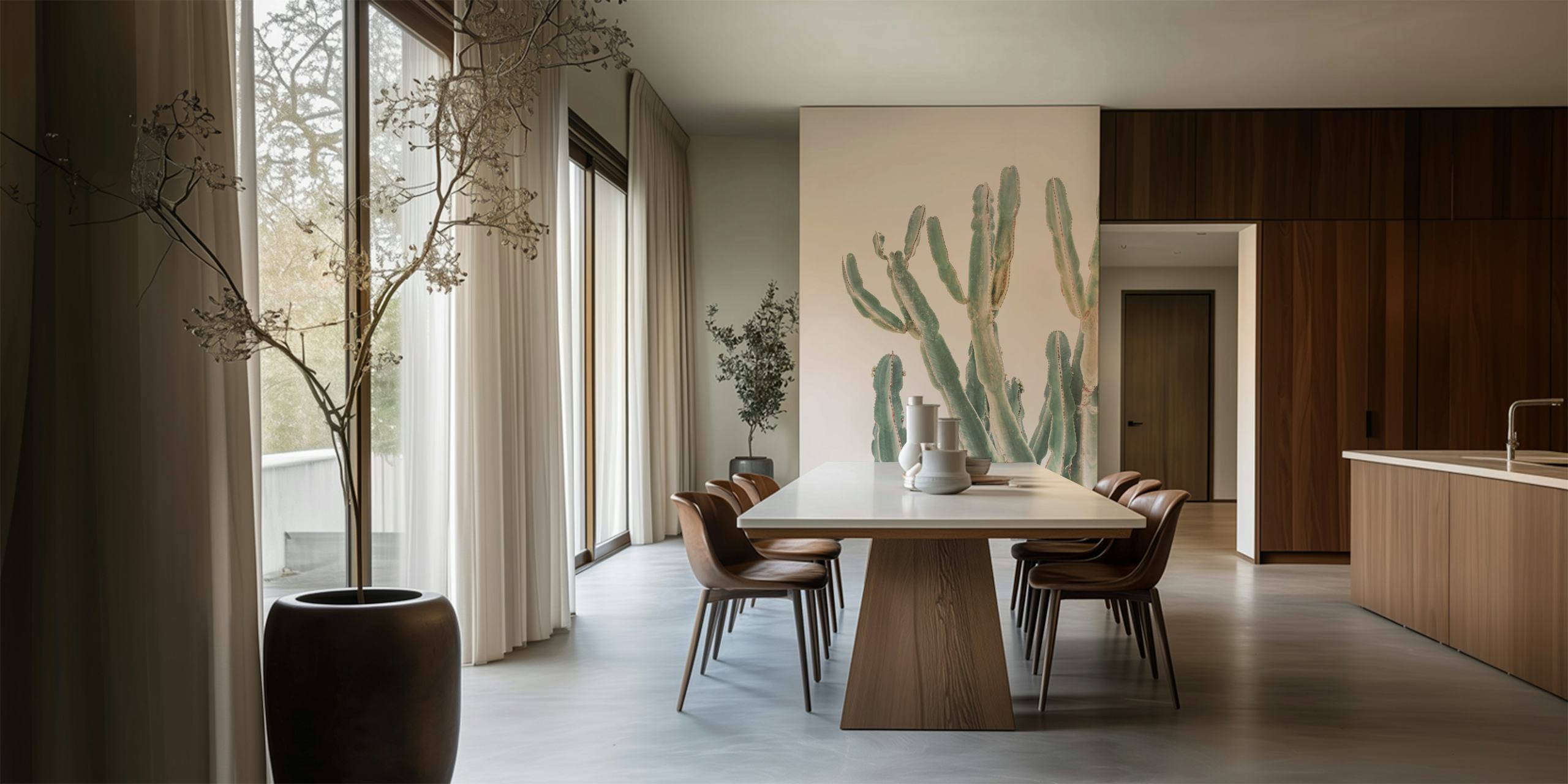 Tapeta Sunset Cactus prikazana u sobi