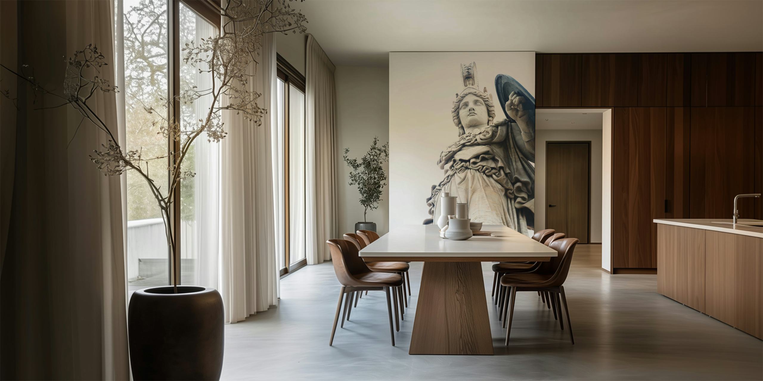 Athena goddess statue in classical style wallpaper