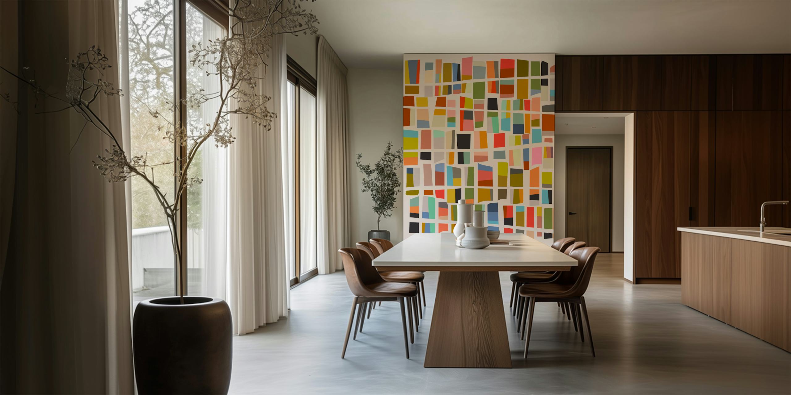 Colorful geometric blocks in various hues wallpaper