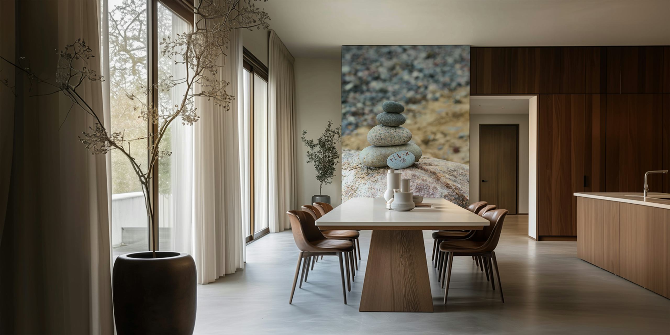 Relax lettering rock balancing wallpaper design