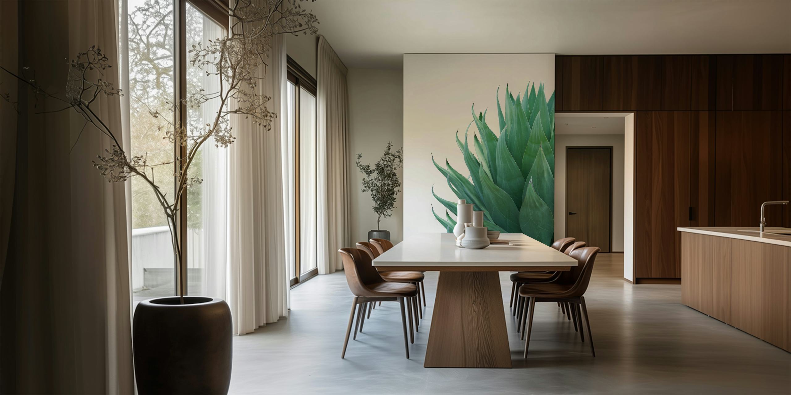 Minimal Agave wzór tapet w pokoju