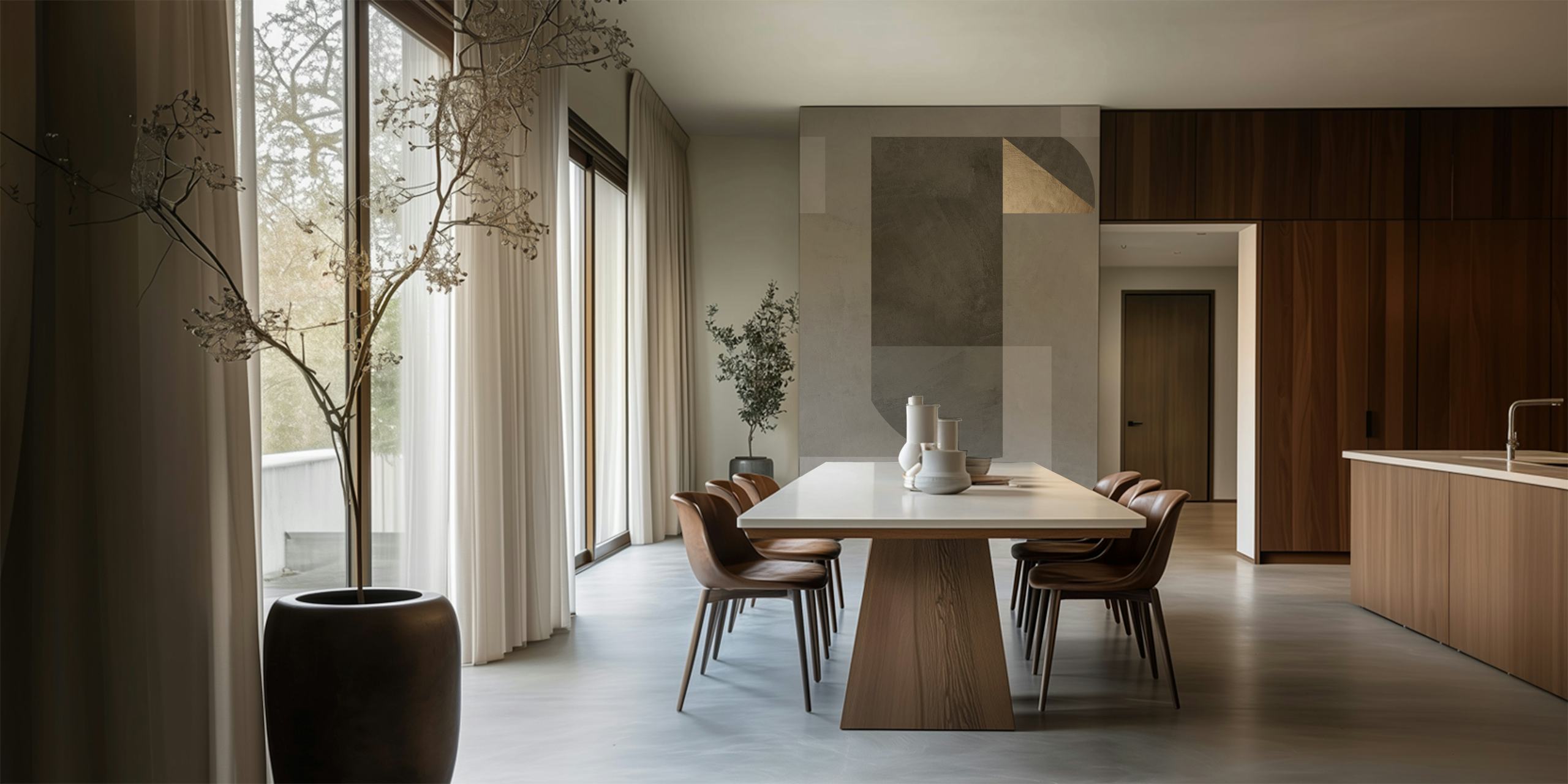 Geometric shapes in gray and gold tones wallpaper