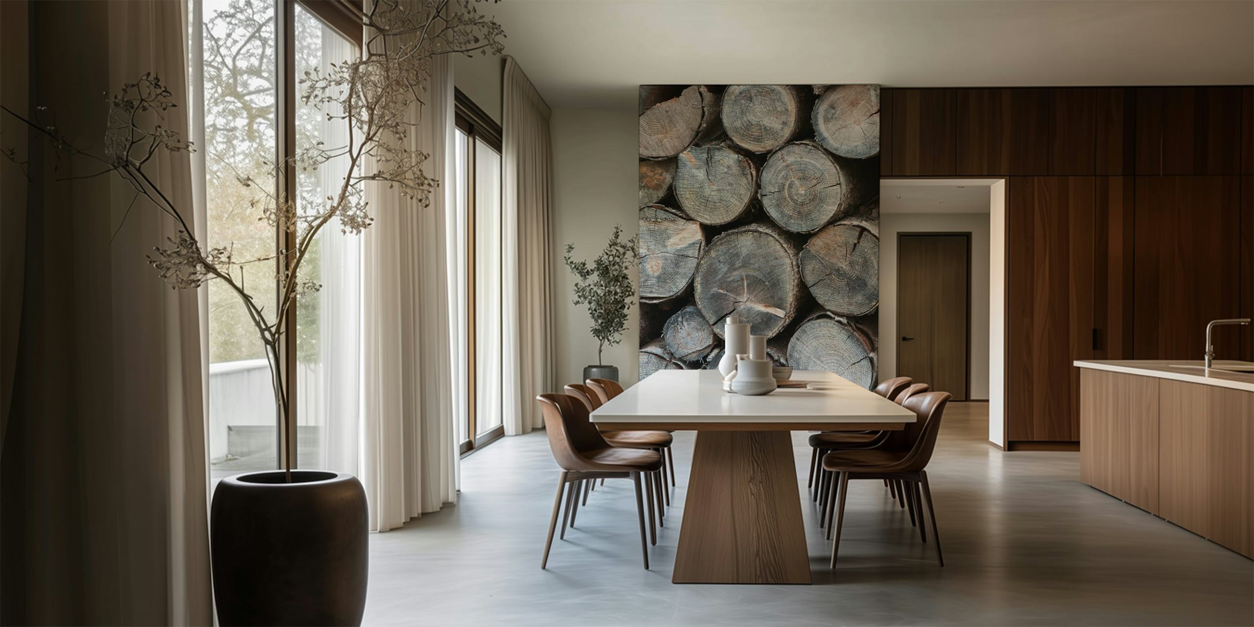 Rustic wood wallpaper in a room