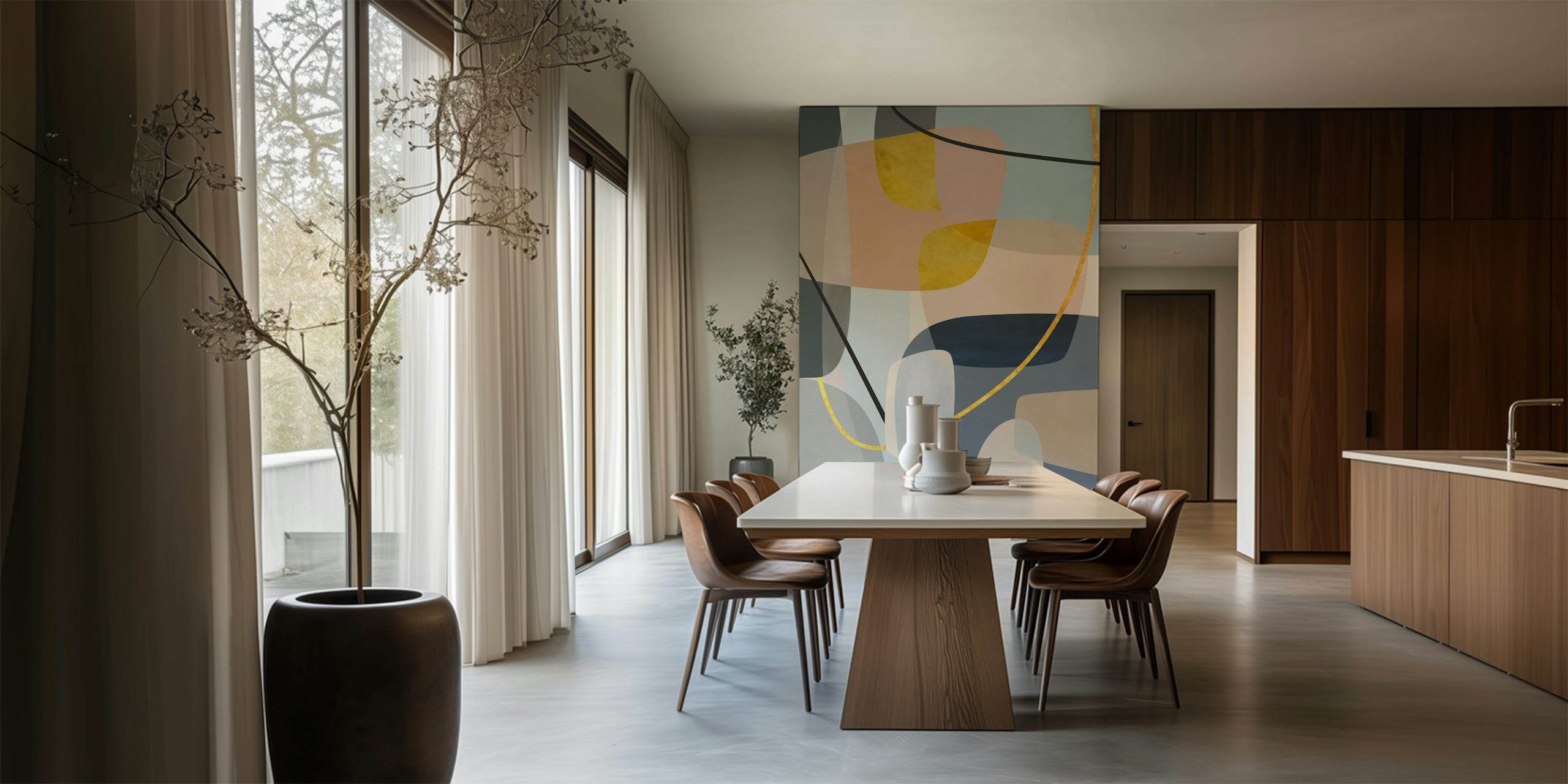 Abstract wallpaper in a stylish room