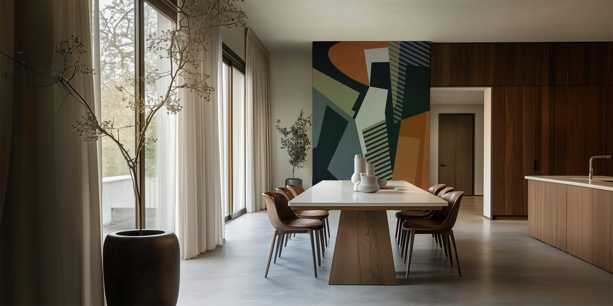 Geometric shapes in muted colors wall mural