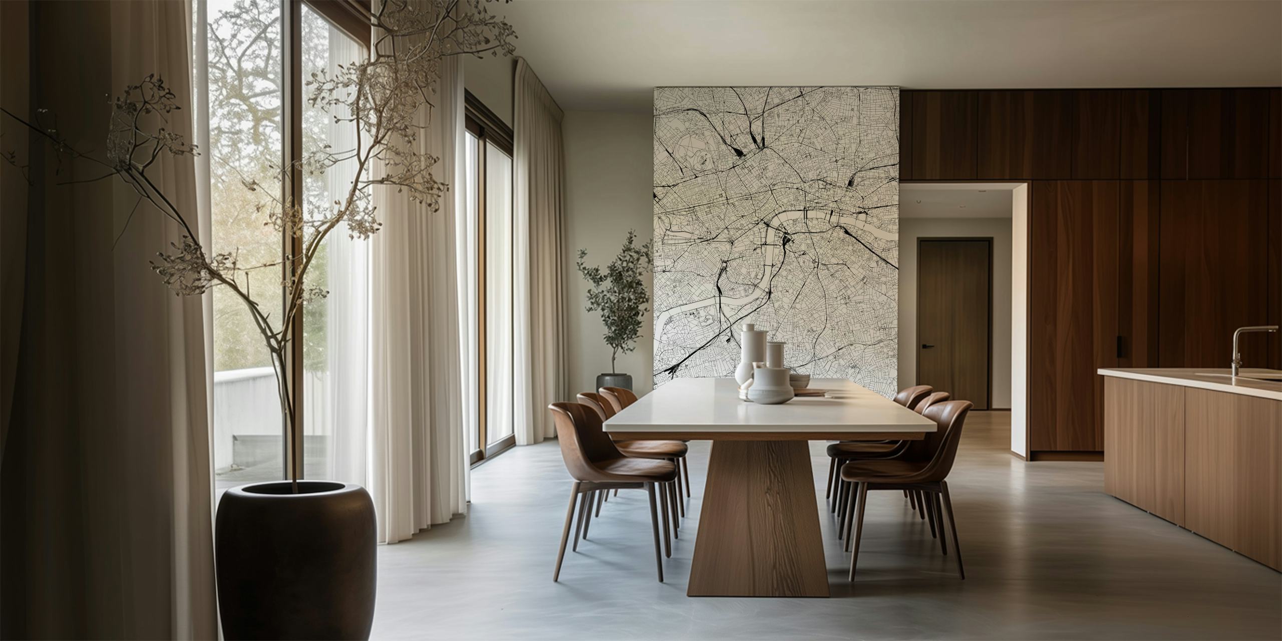 Black and white city map design wallpaper