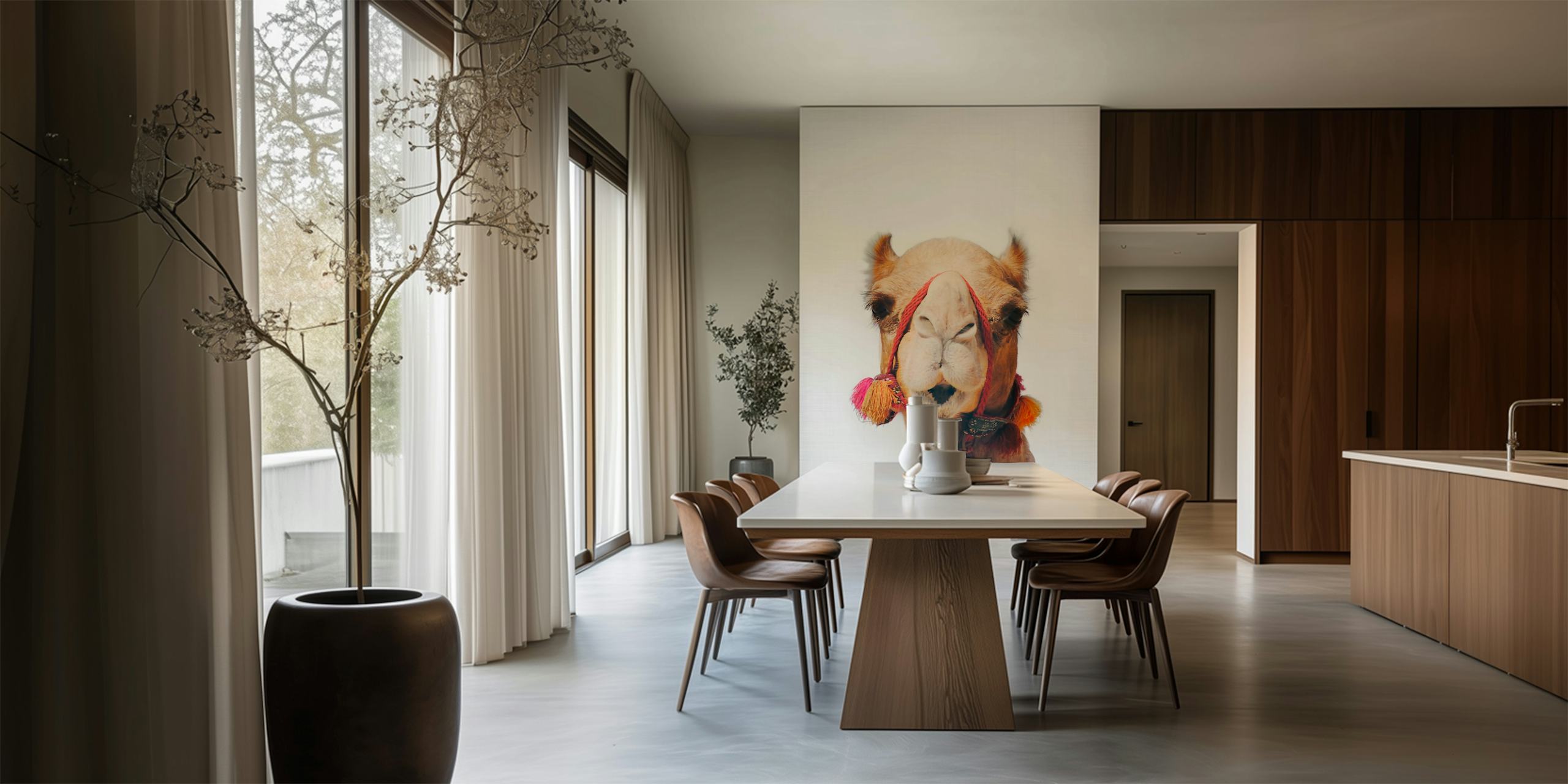 Camel wallpaper in a stylish room