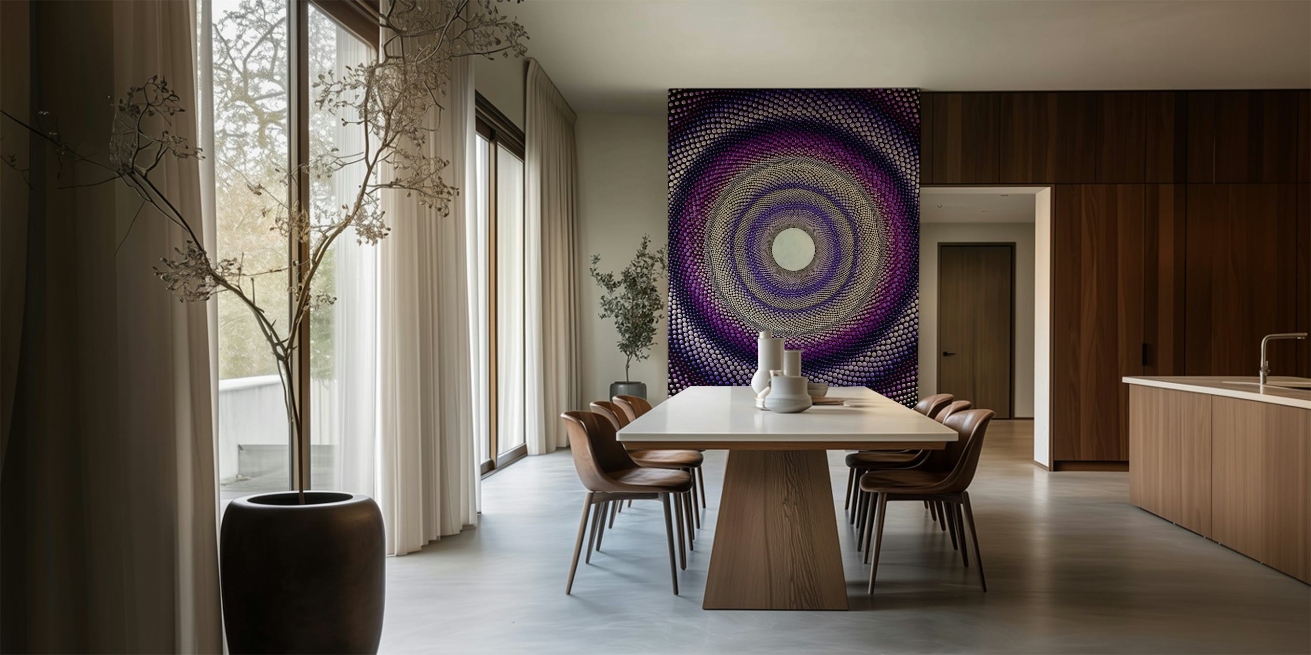 Purple Tunnel Design Tapete in einem Raum