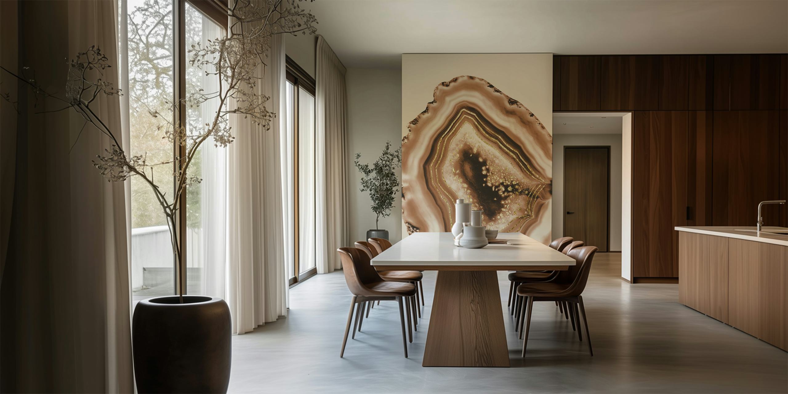 Soft brown agate wallpaper design in a room