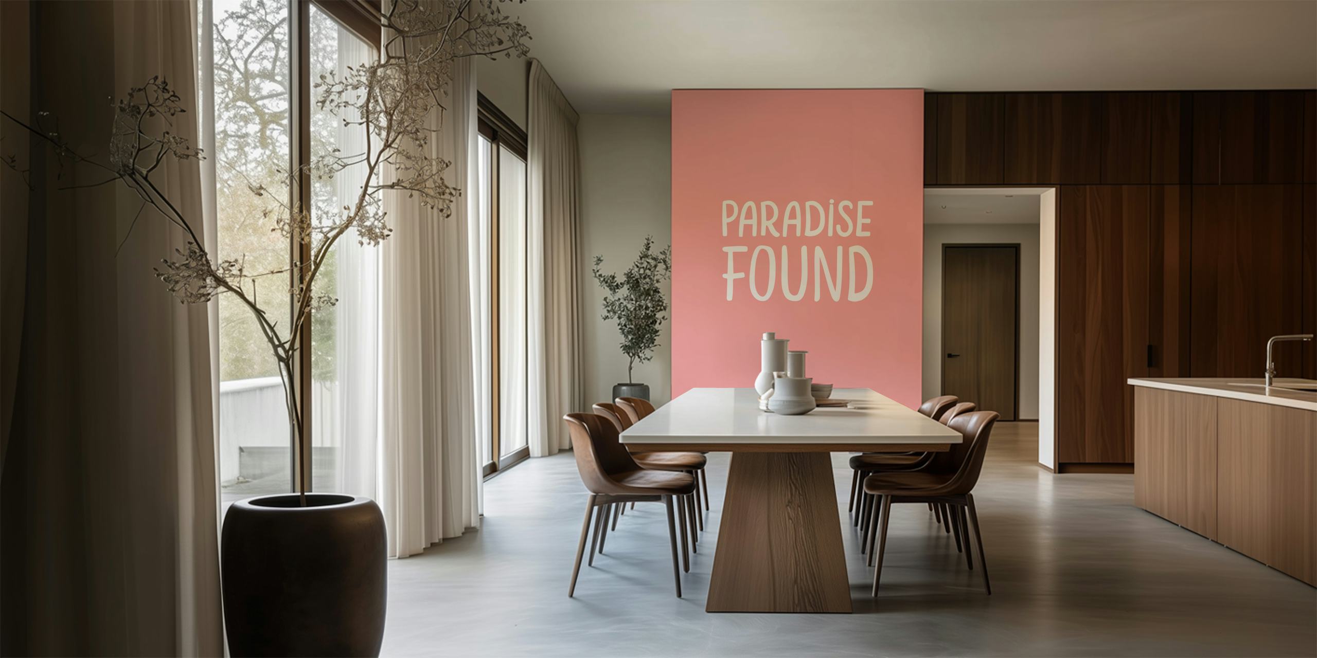 Paradise Found Text Art Coral tapeta v pokoji