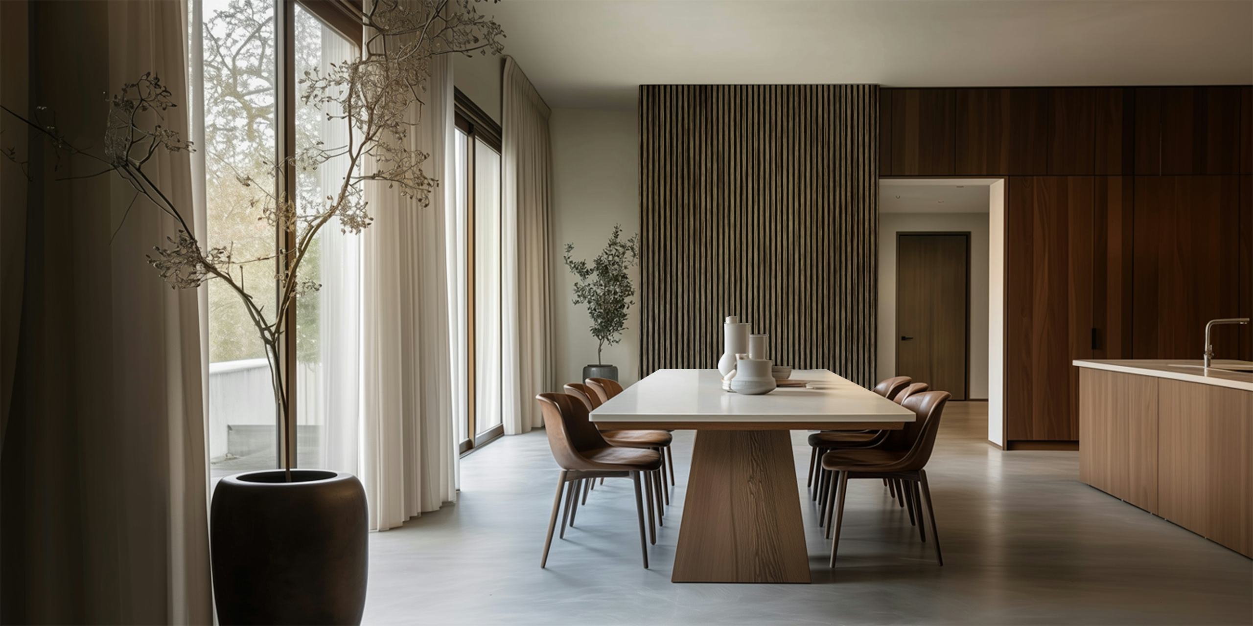Vertical Timber Stripes wallpaper in a room