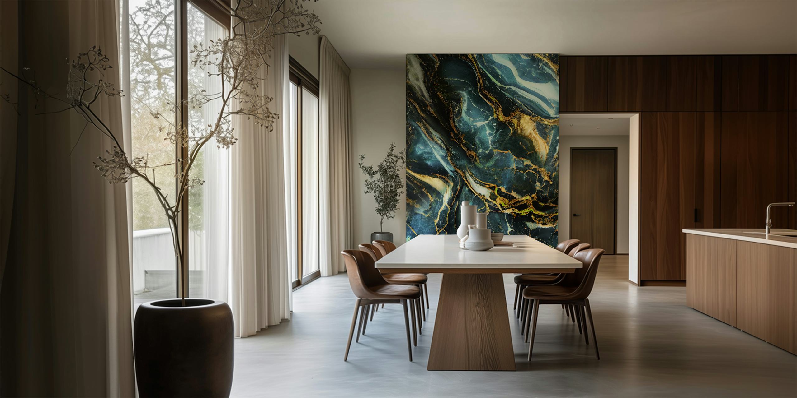 Luxurious blue marble wallpaper huoneessa