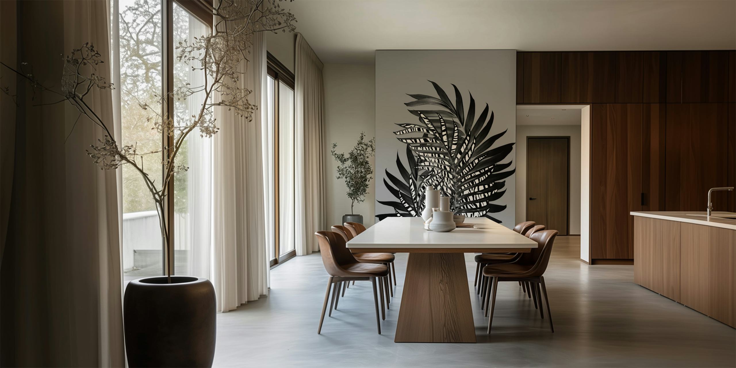 Palm Leaves Tiger Stripe Glam wallpaper in a room
