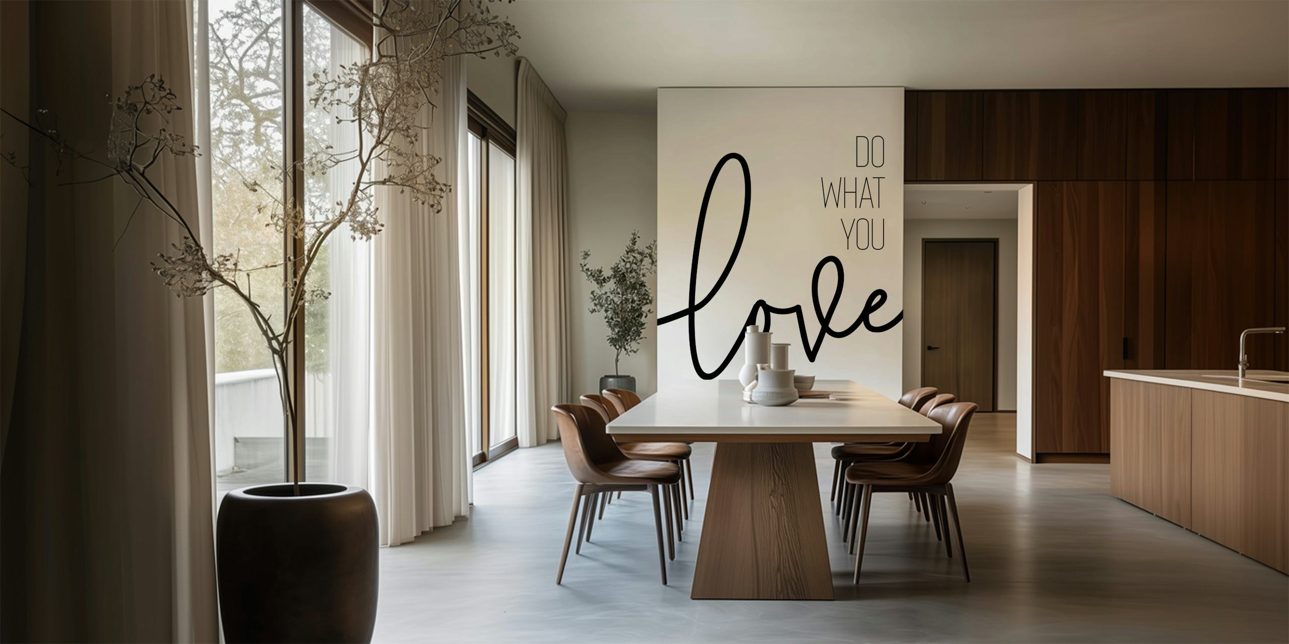 Black and white inspirational quote wallpaper featuring the phrase 'Do what you love' in cursive.