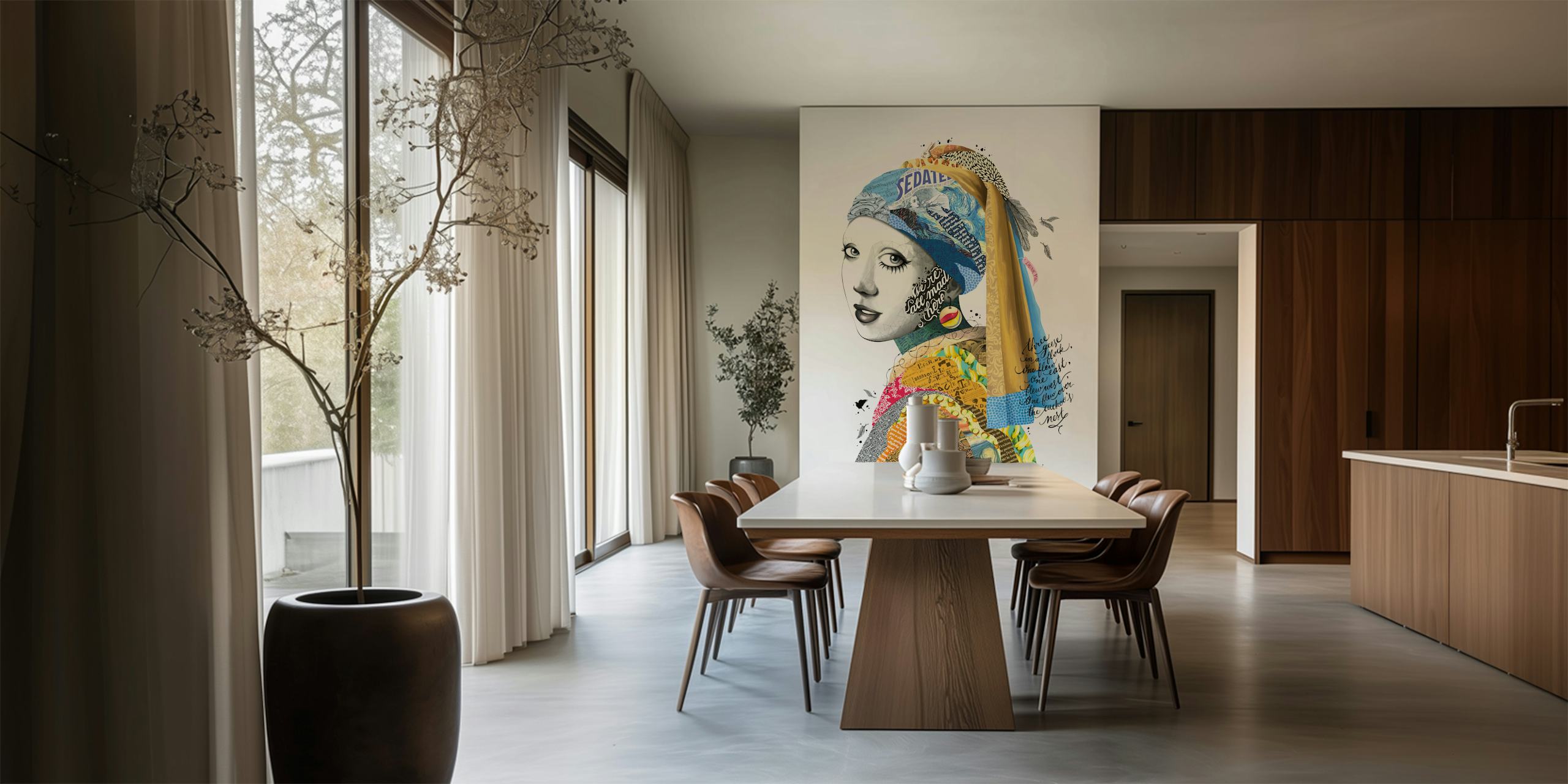 Design mural artistique avec Girl with a Pearl Earring