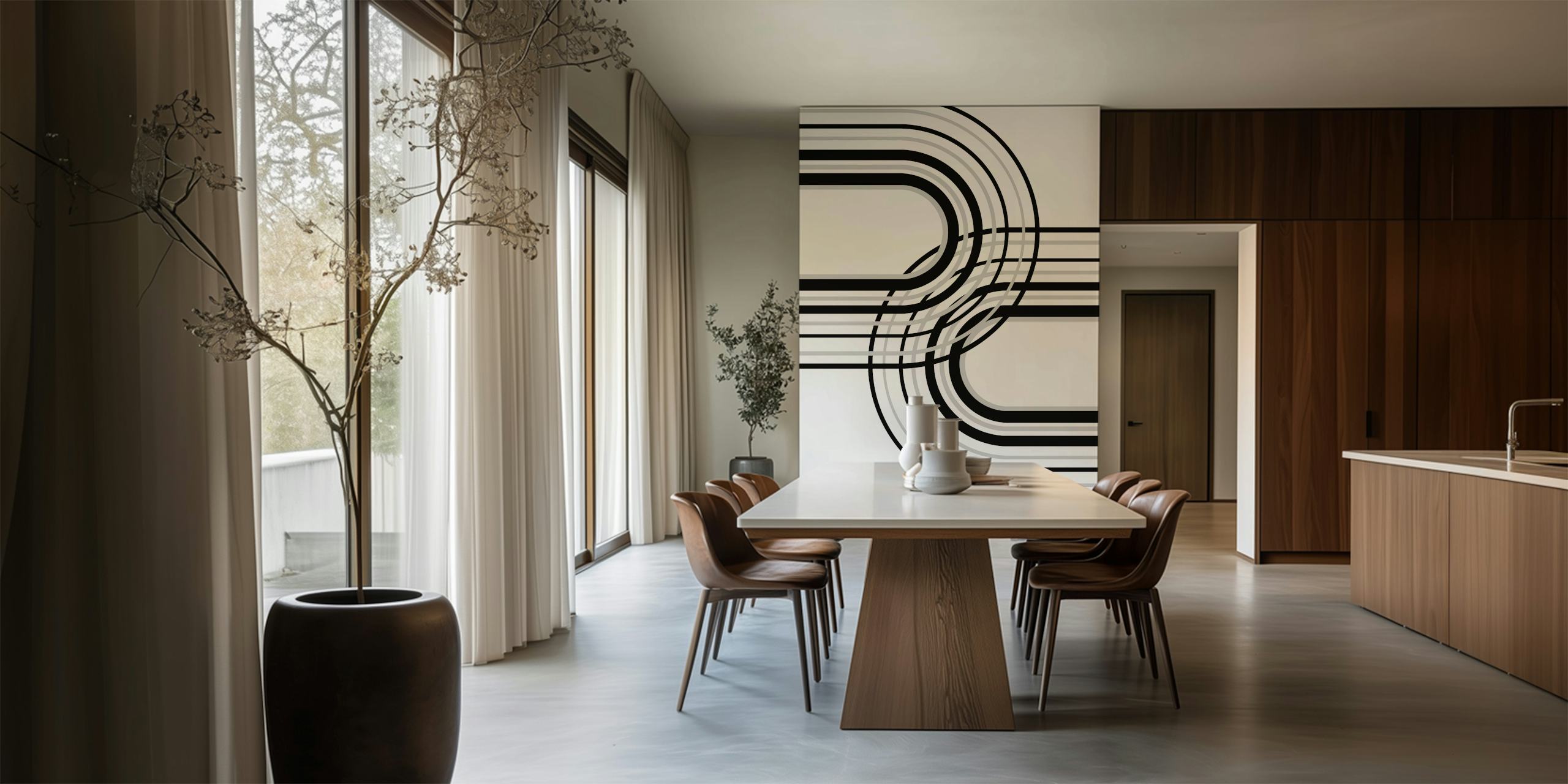 Rainbow Arch Minimal 5 wallpaper in a modern room
