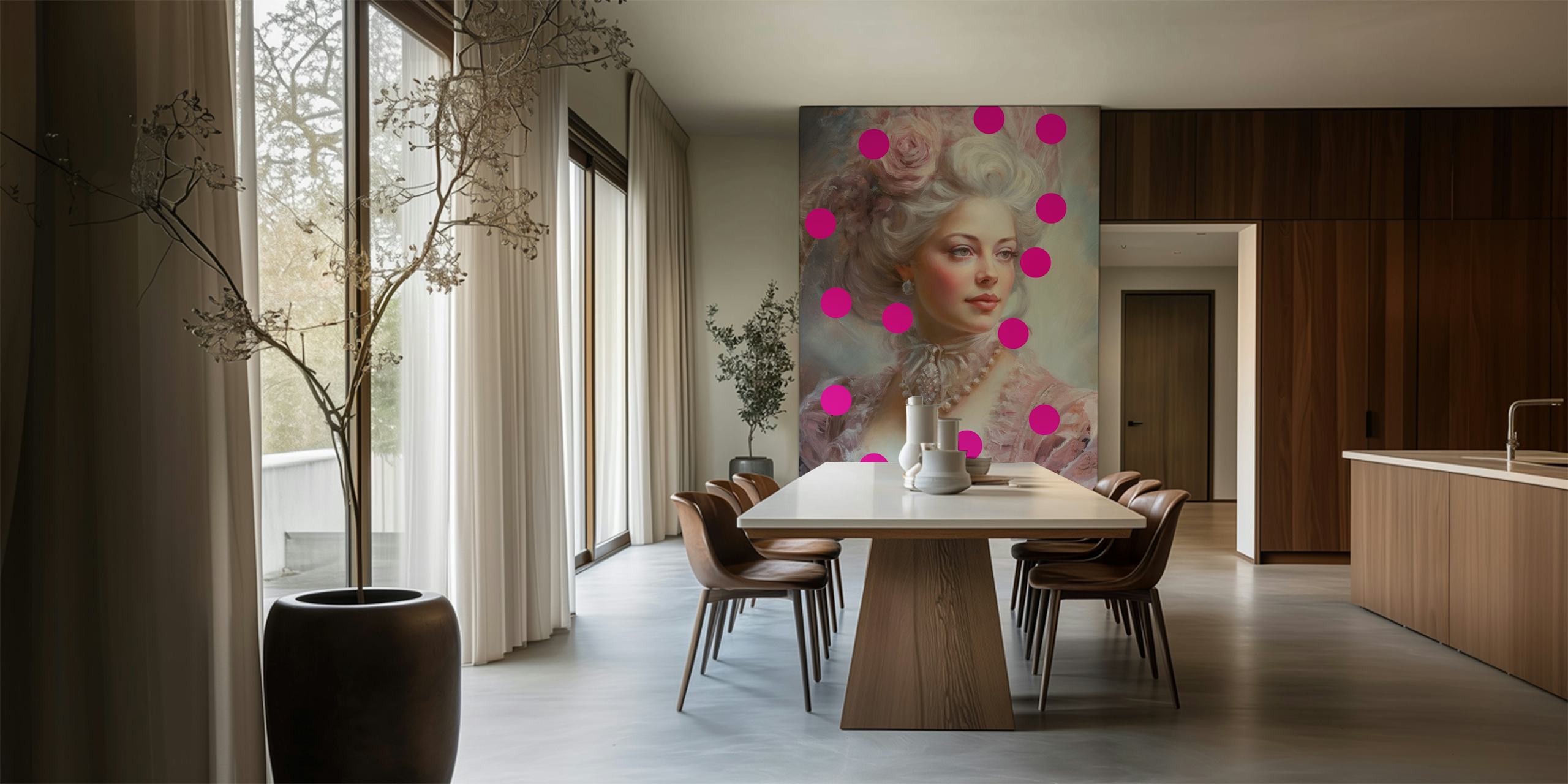 Rococo-inspired Elegance behang in een kamer