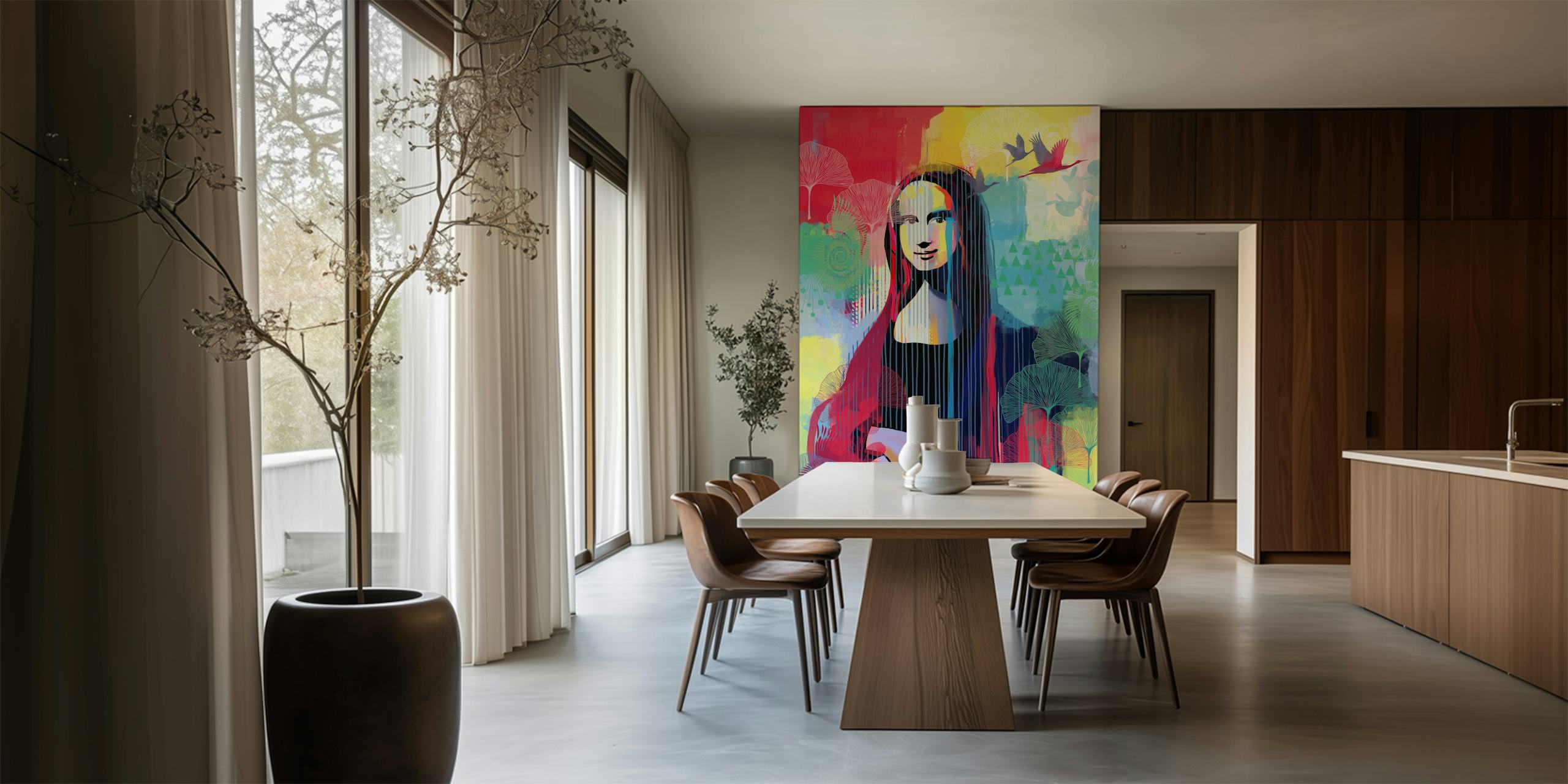 Mina Lisa Tapetdesign in einem Raum angezeigt