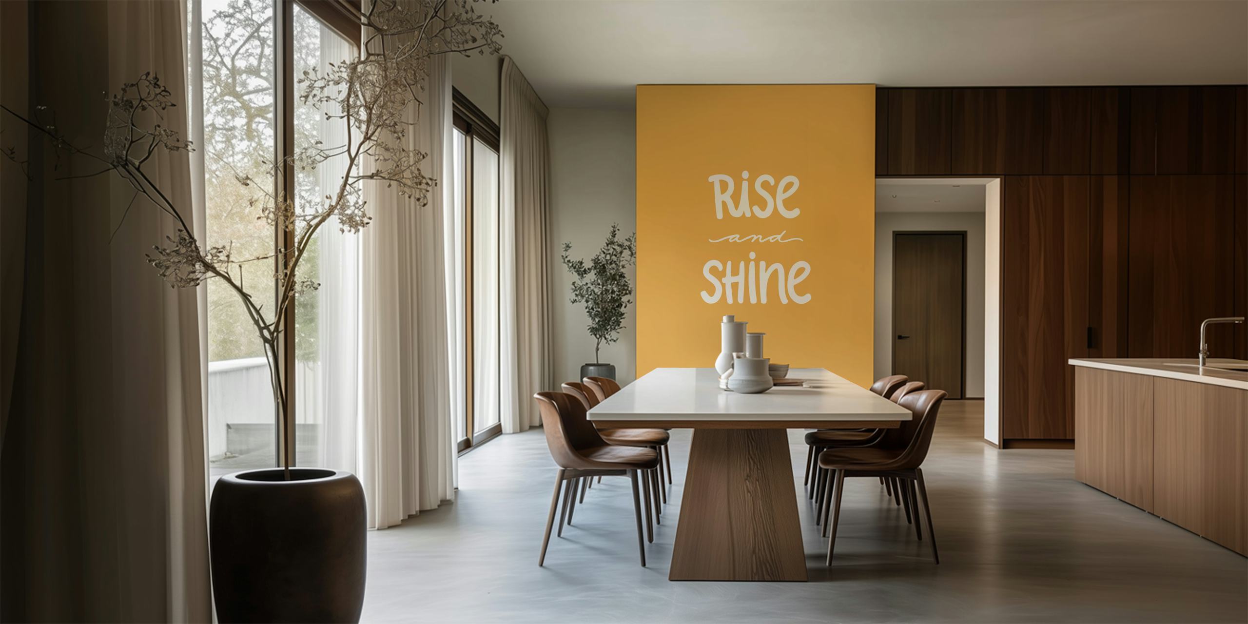 Rise And Shine Yellow behang in een kamer
