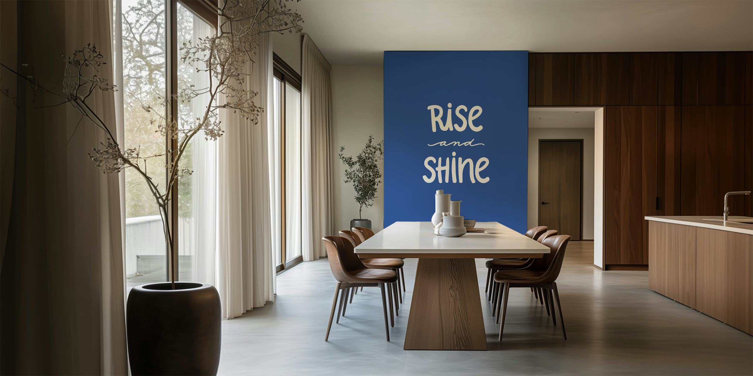 Carta da parati Rise And Shine Blue mostrata in una stanza