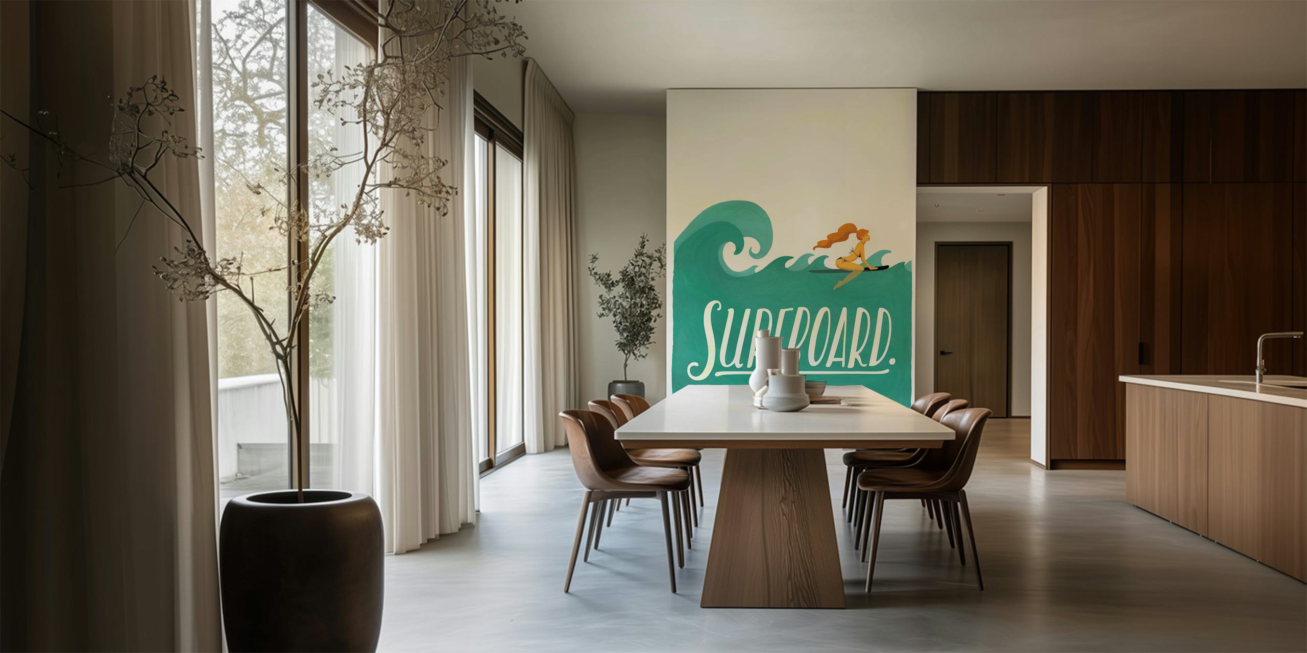 Stunning Surfboard en Surf Muurverf Wallpaper