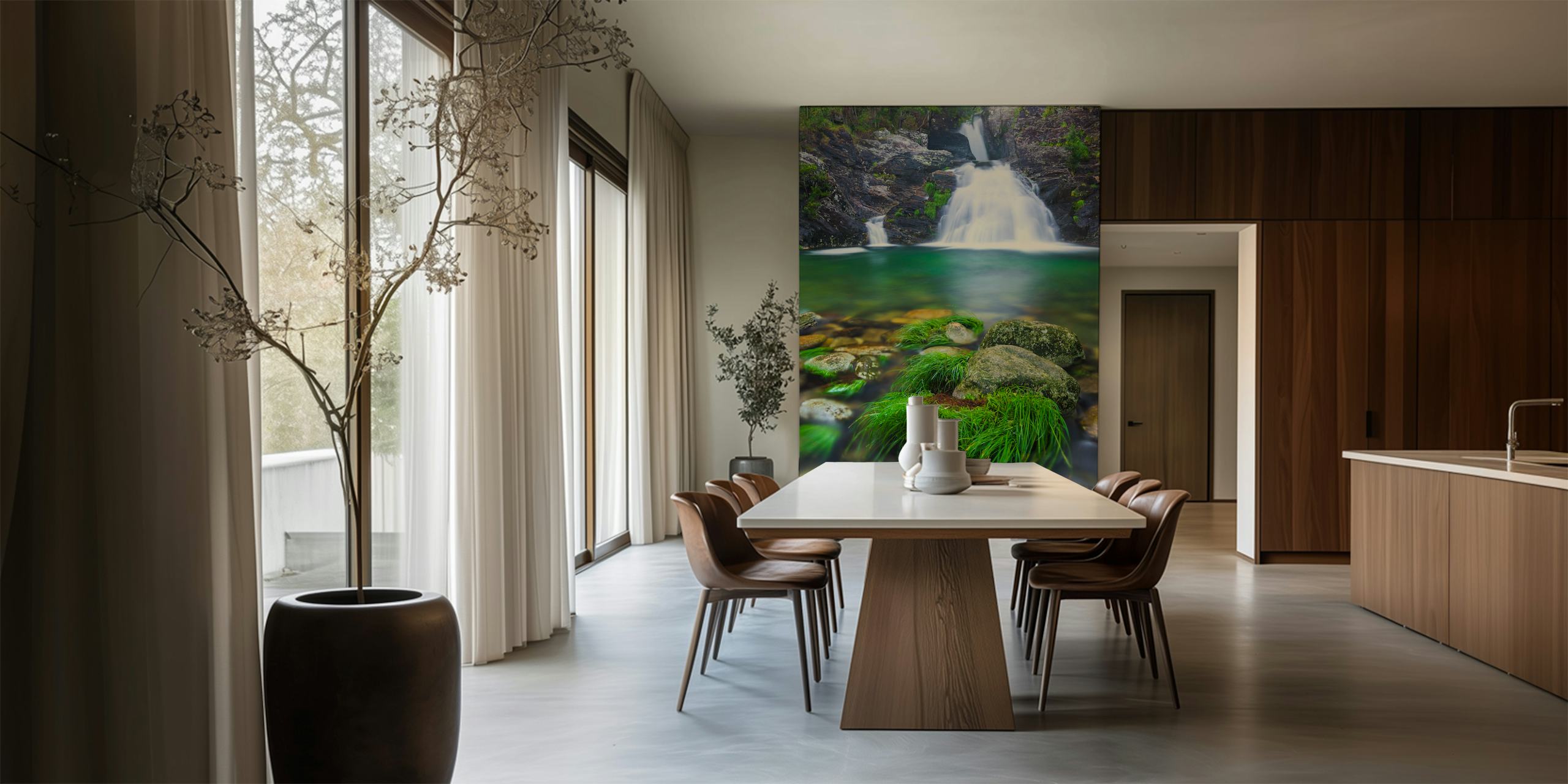 Emerald Falls behang in een kamer