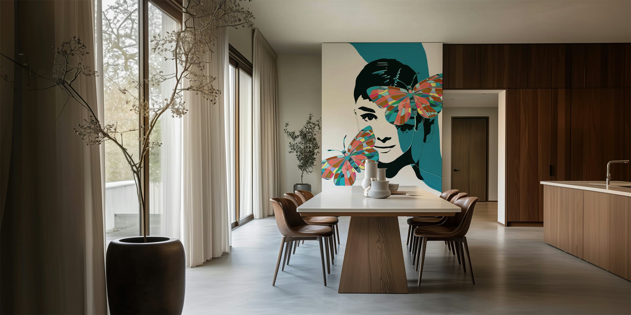 Butterfly Fantasy Portrait wallpaper in a room