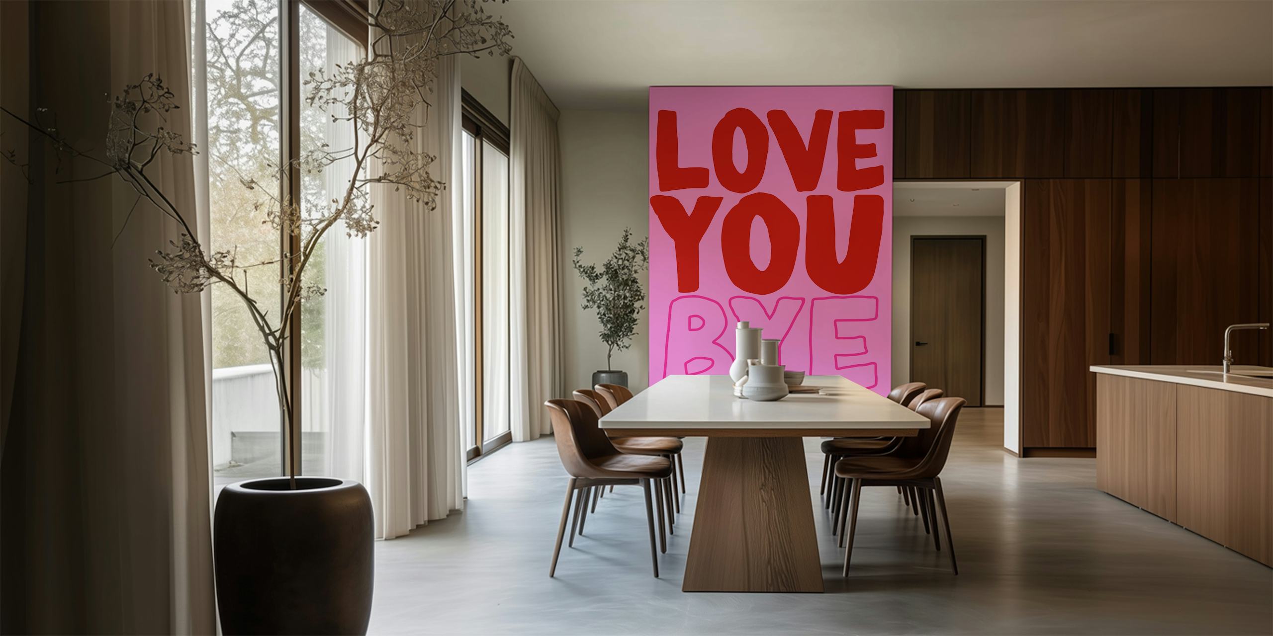 Love You Bye Pink tapet i ett rum