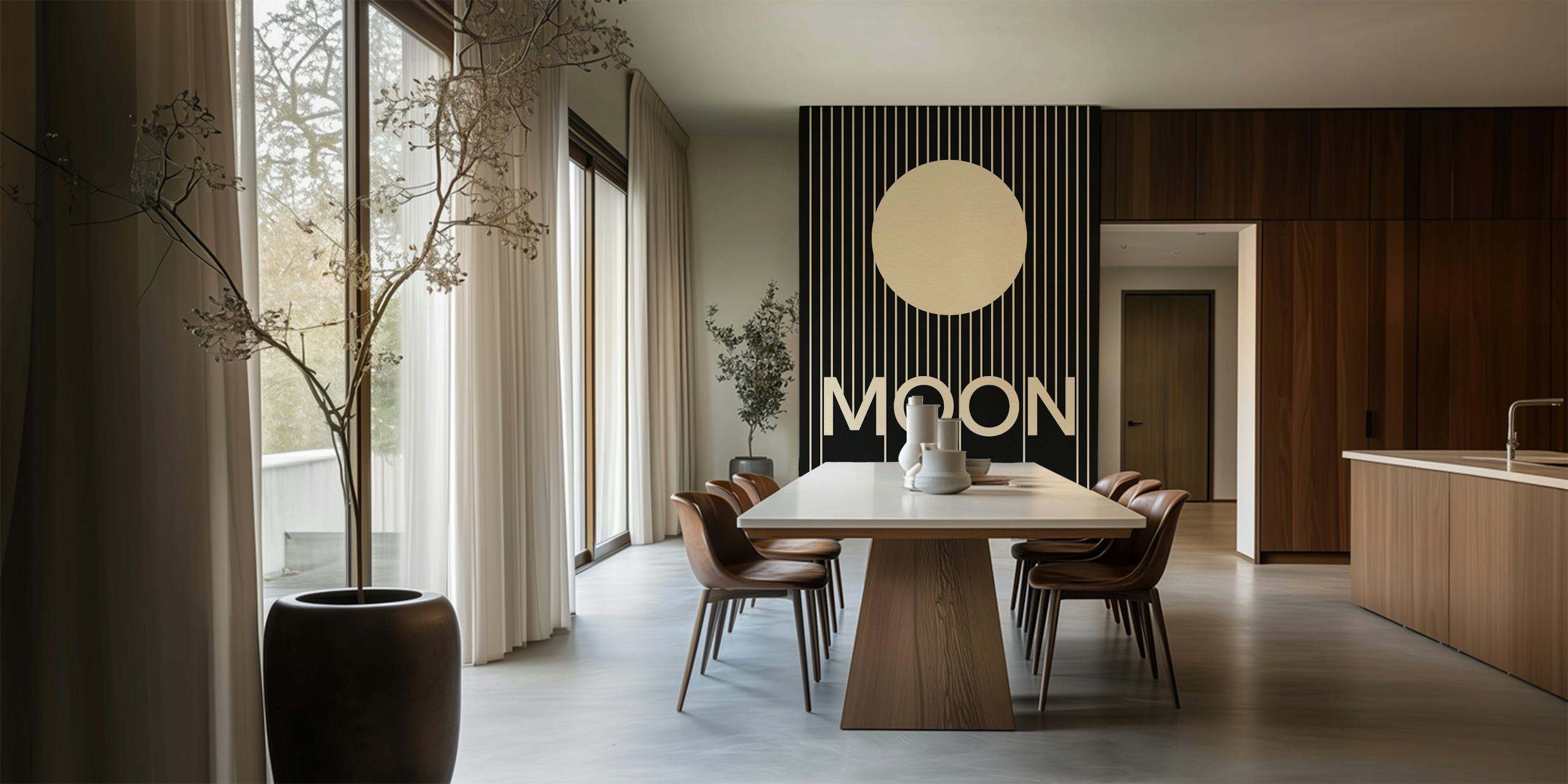 Papel de parede Moon Graphic Poster em um quarto