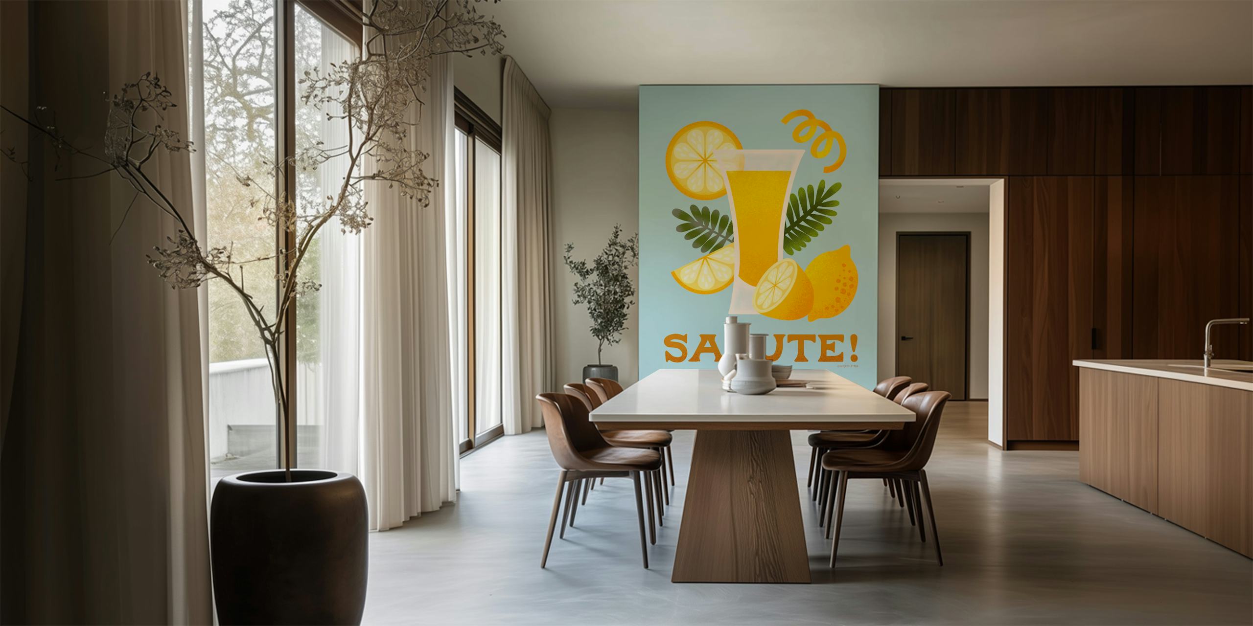 Papier peint Limoncello Salute dans une mise en scène.