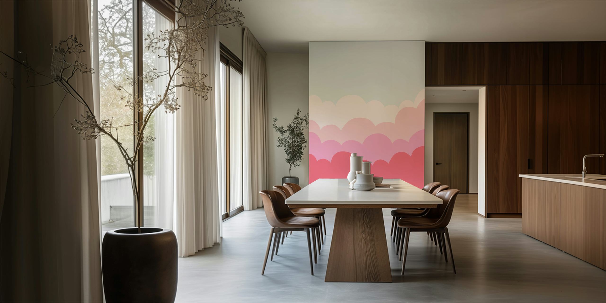 papel de parede Pink Clouds em um quarto