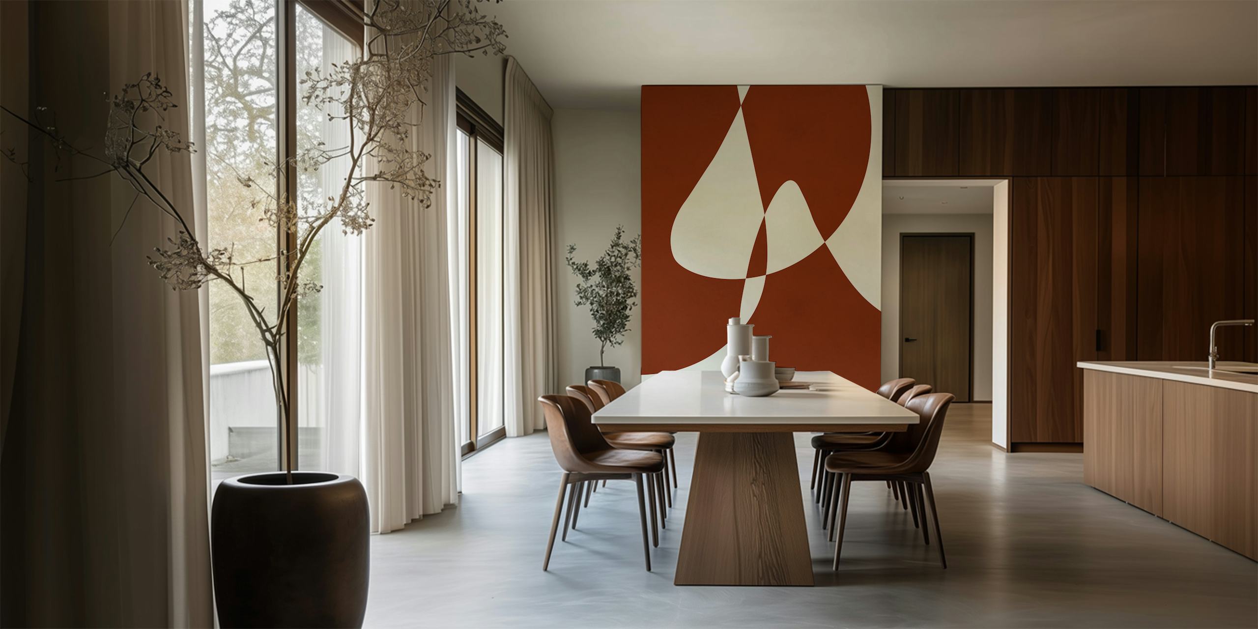 Earthy Organic Flow wallpaper in a room