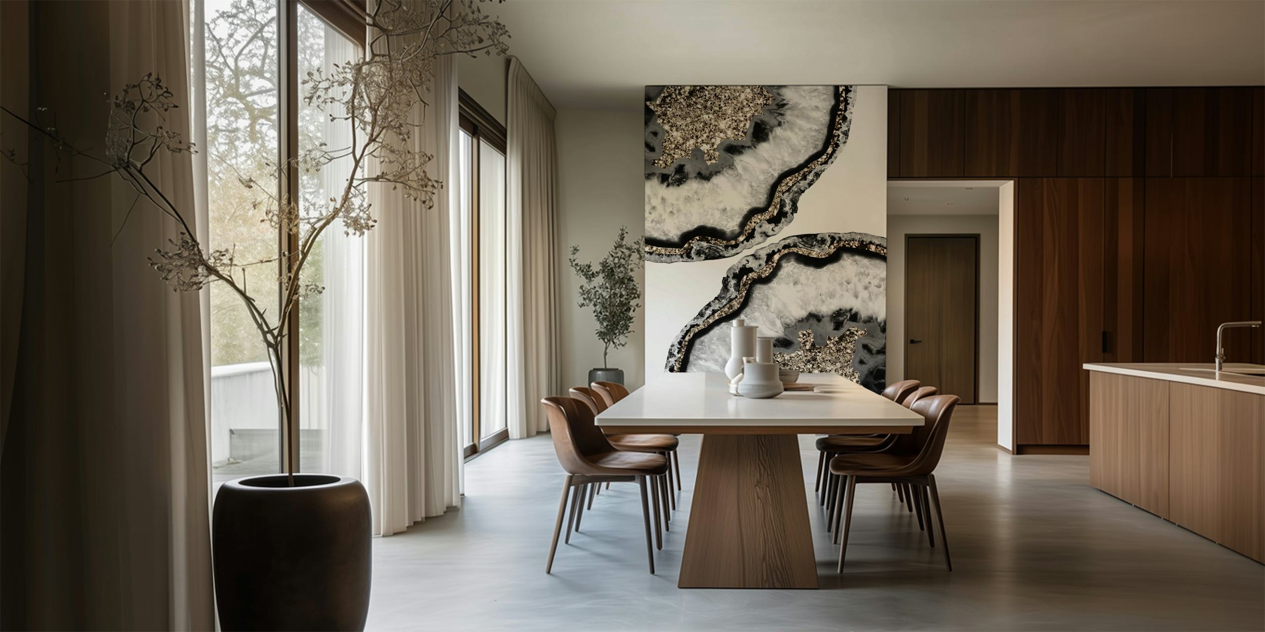 Yin Yang Agate Glitter Glam tapetti huoneessa