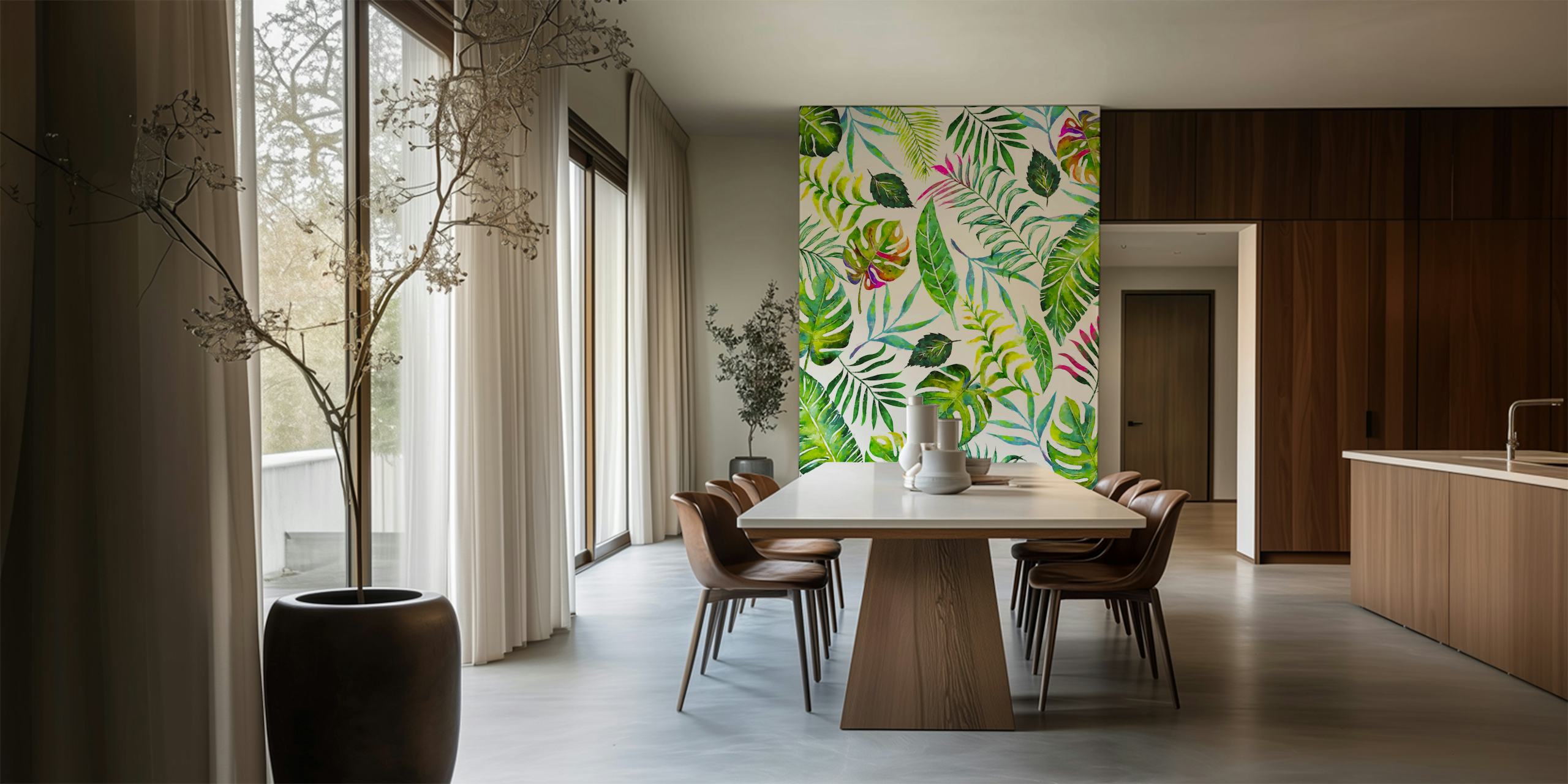 Tropical Flora tapet i et stilig rom