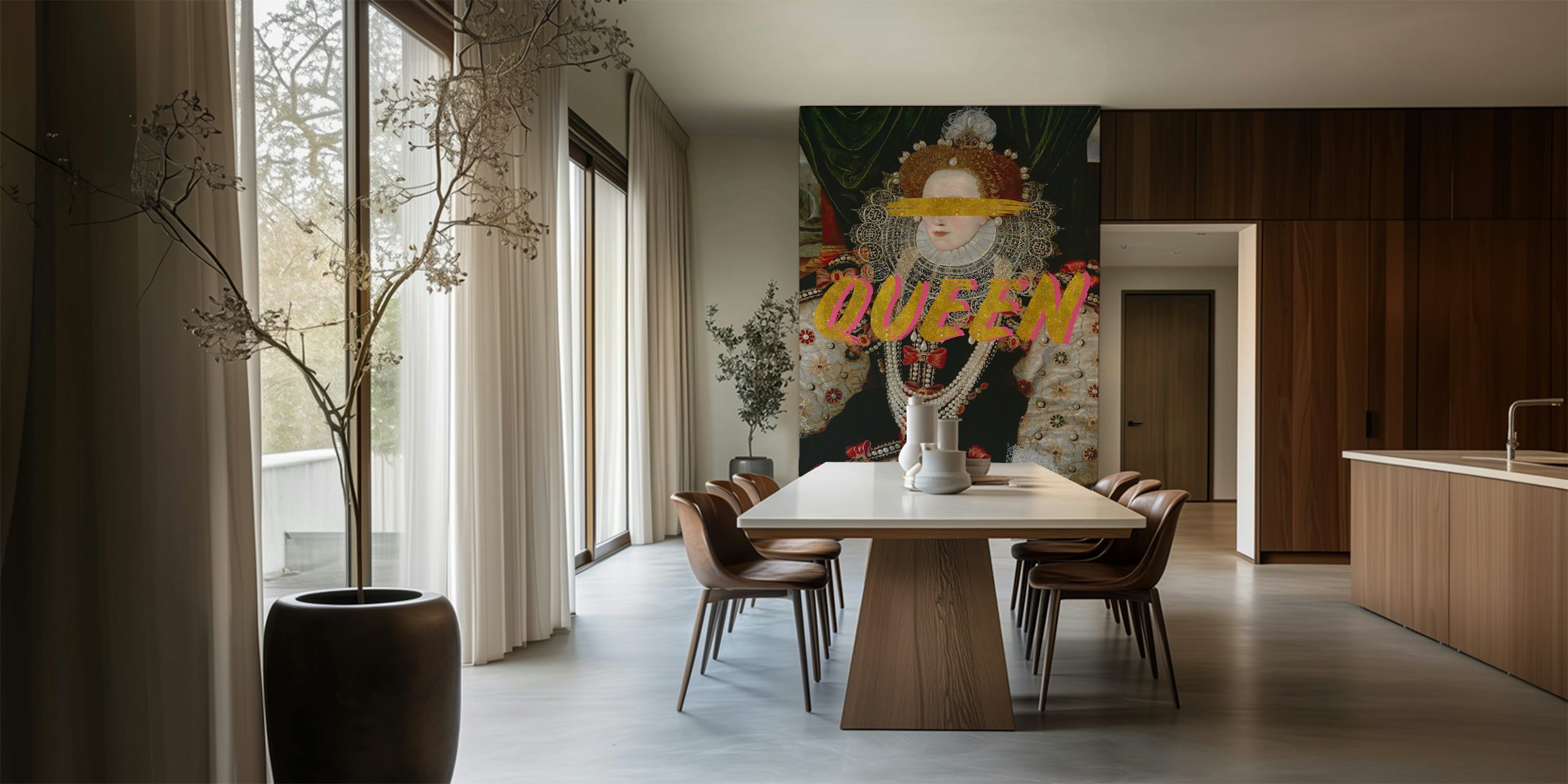 Masked Majesty wallpaper displayed in a room