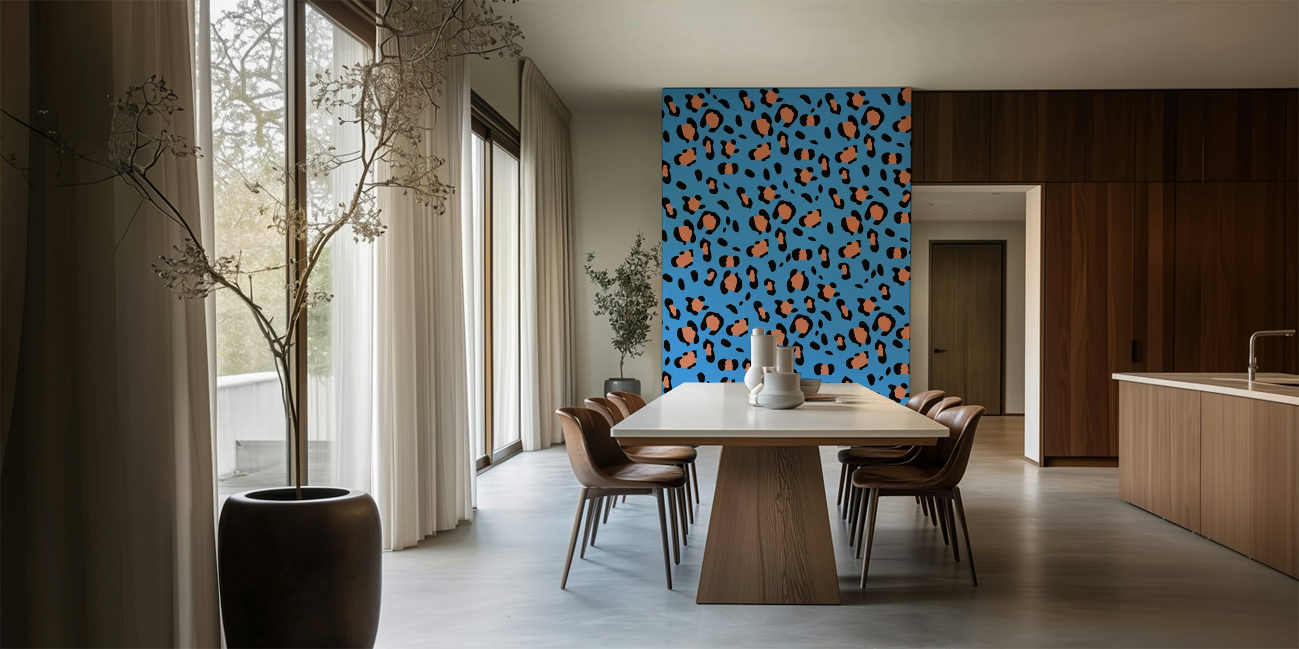 Leopard animal print wallpaper in a room
