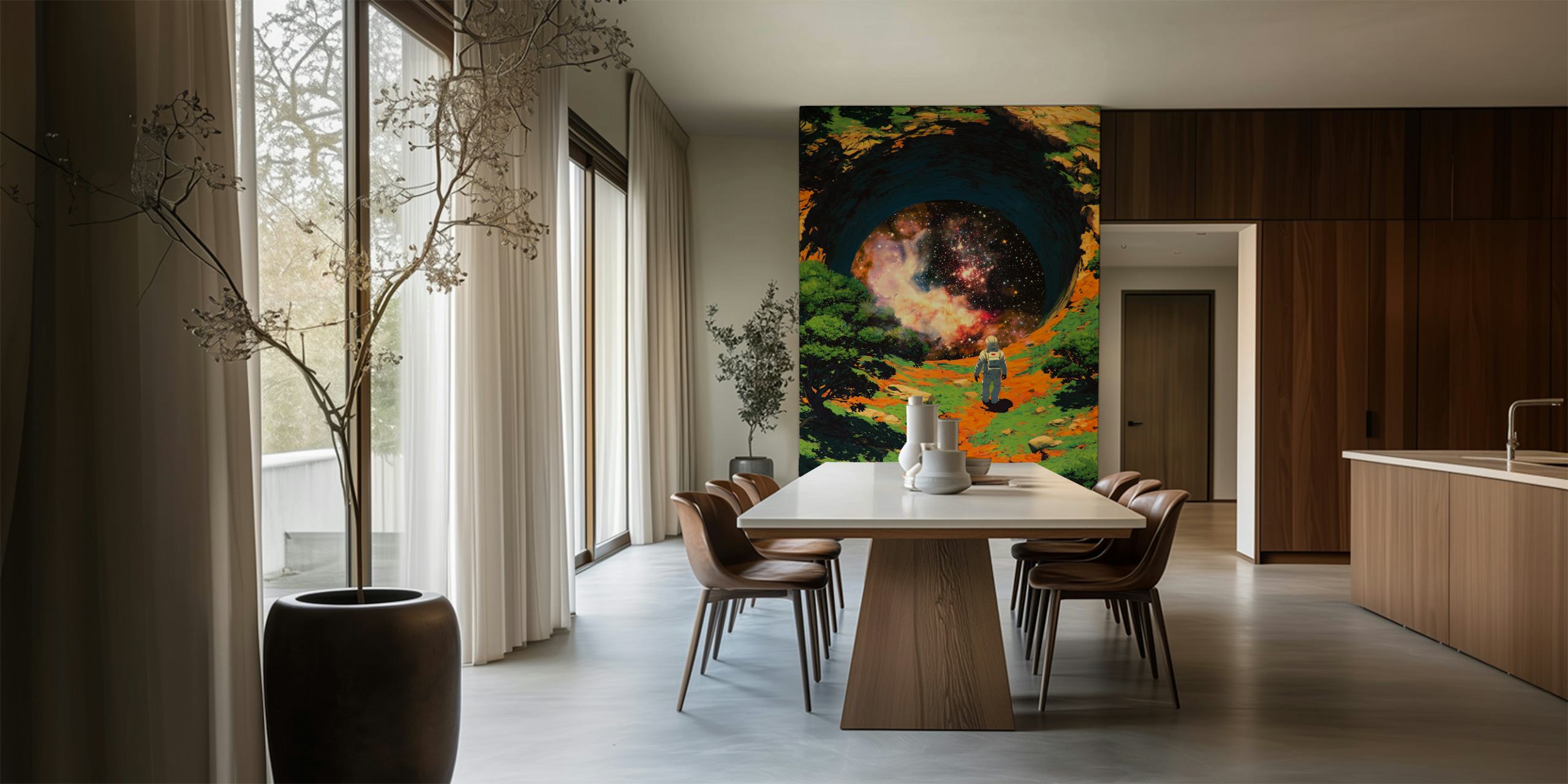 Galaxy Portal wallpaper in a vibrant room
