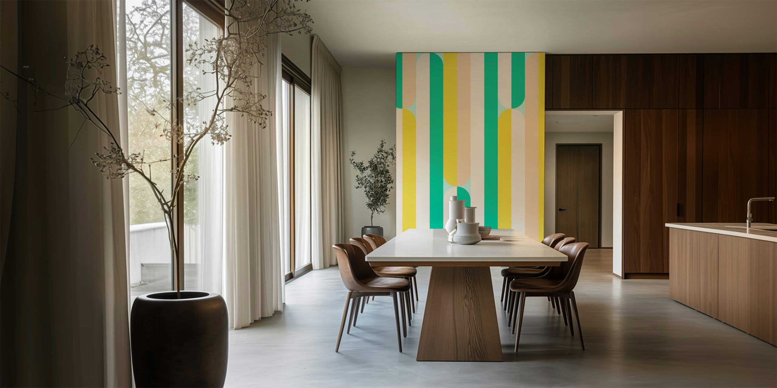 Striped Retro Revival wallpaper in a room
