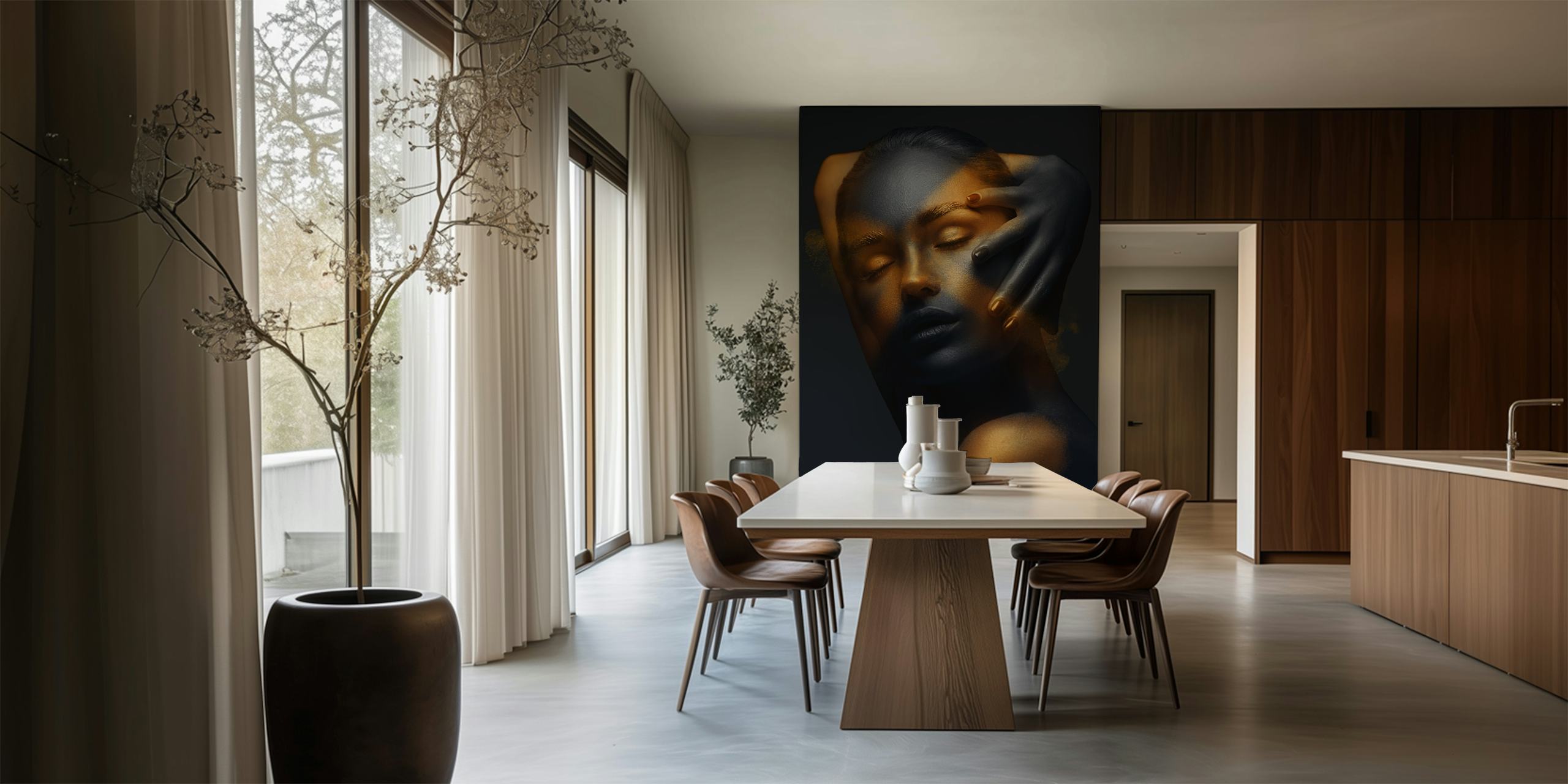 Gold Girl 2 wallpaper in a modern room
