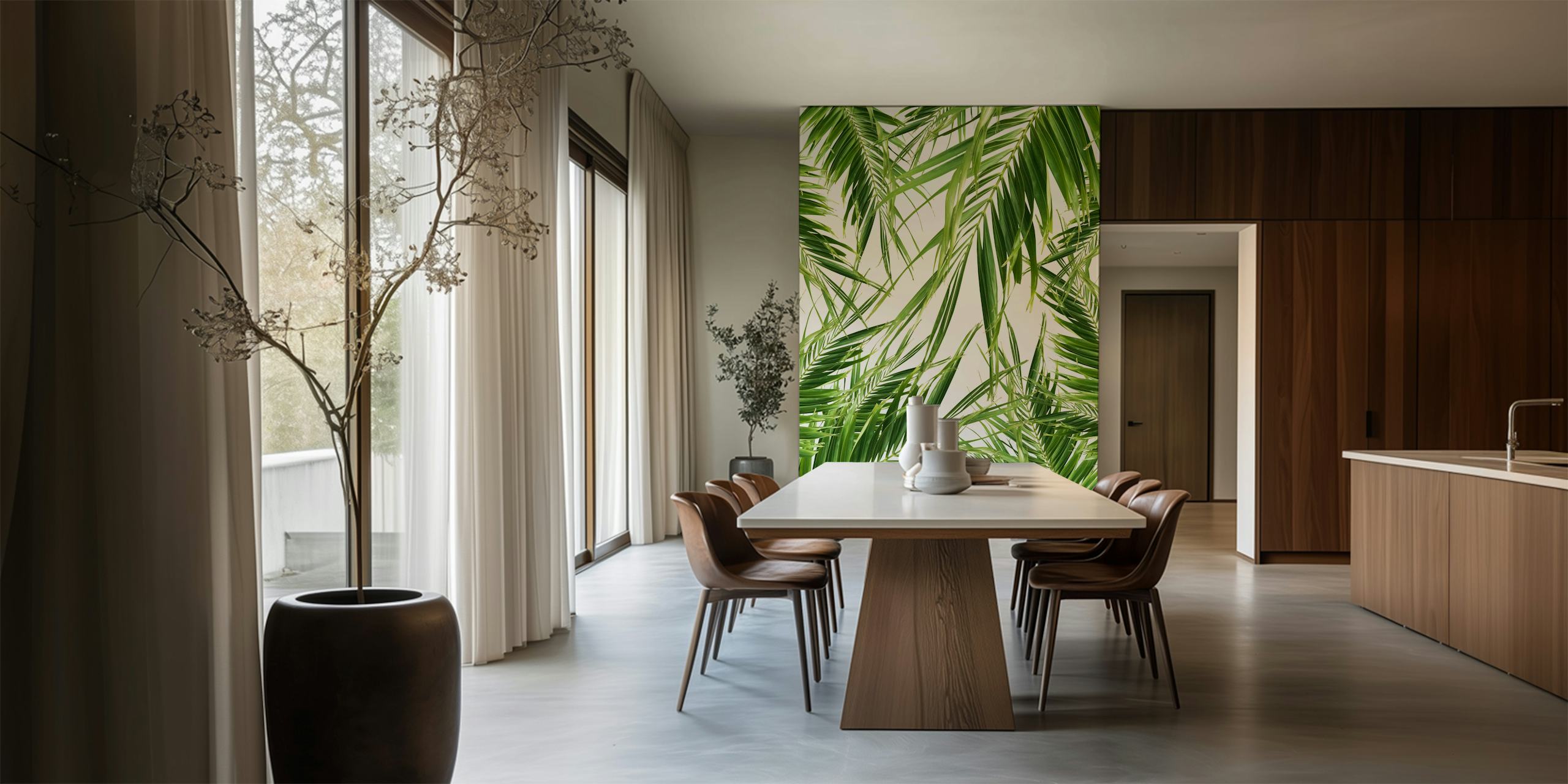 Papel pintado Palm Leaves Jungle Cali 1 en una habitación