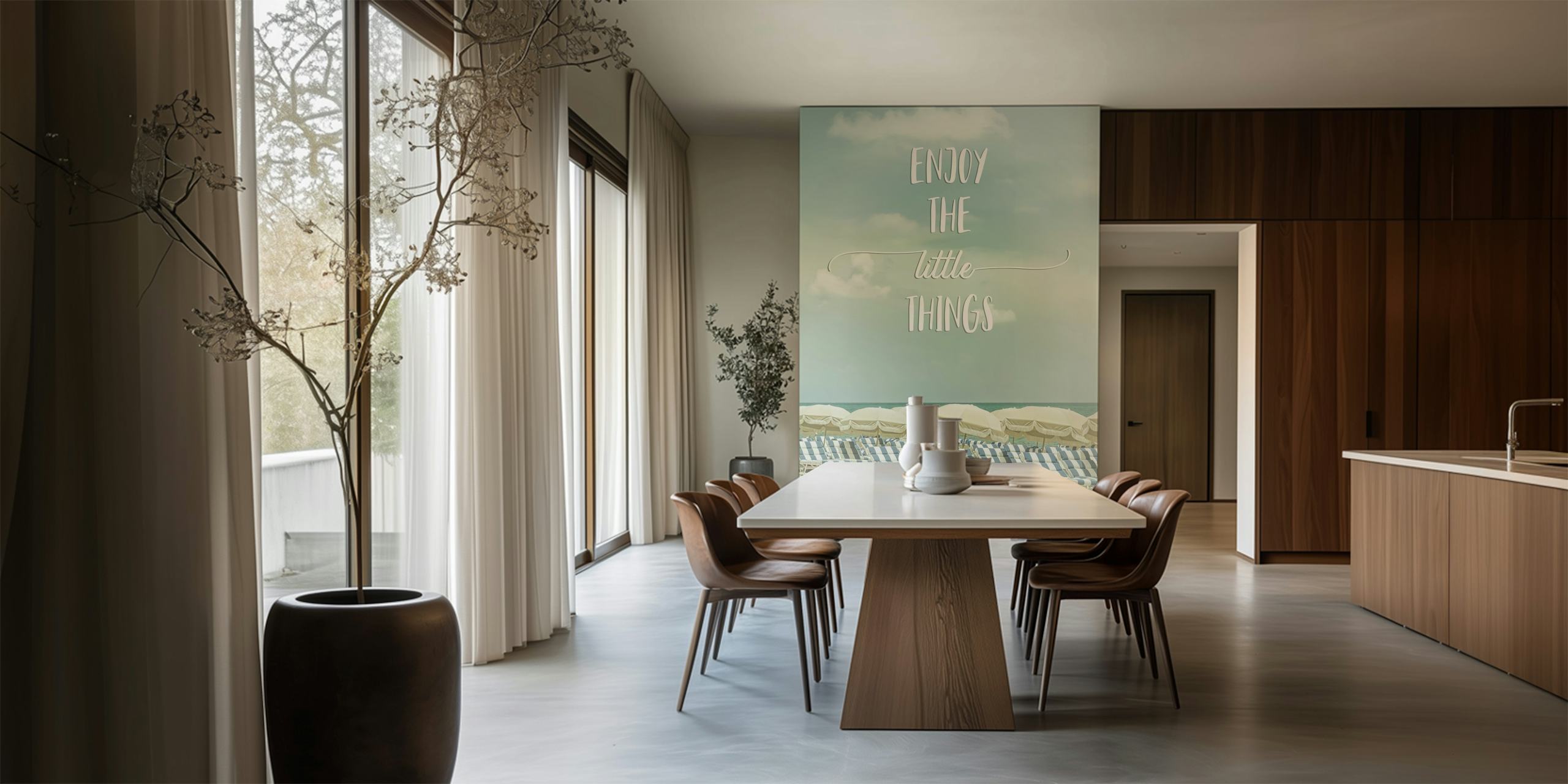 Beachscape Little Things Fotobehang Met Tekst Enjoy The Little Things Over Strandstoelen.