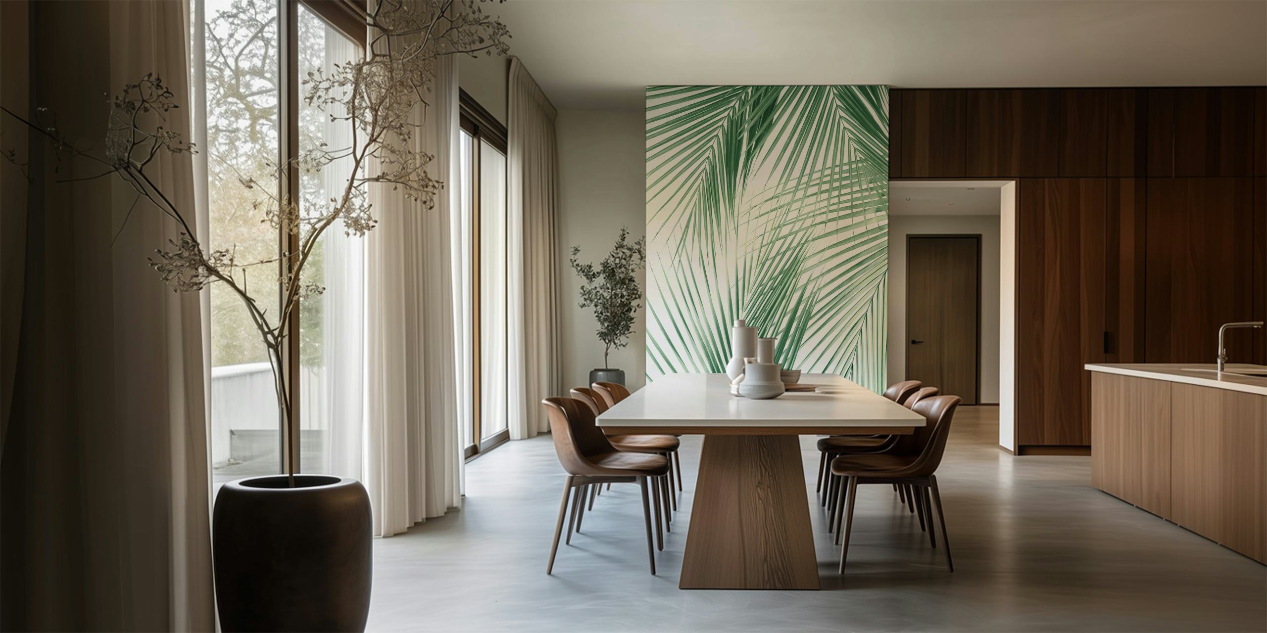 Palm Leaves Jungle Dream 1 Tapete in einem Raum