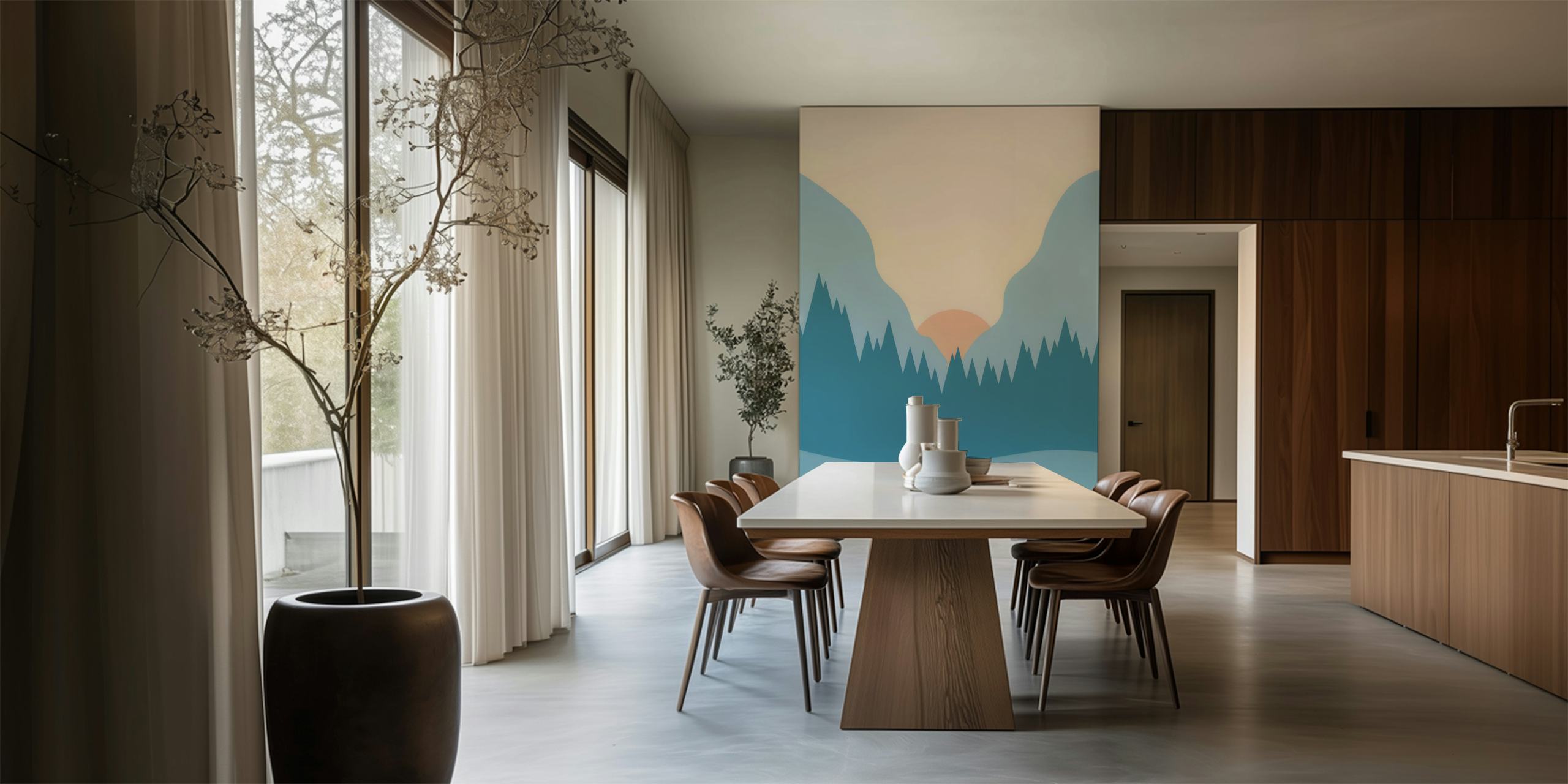 Sunset Forest wallpaper displayed in a room