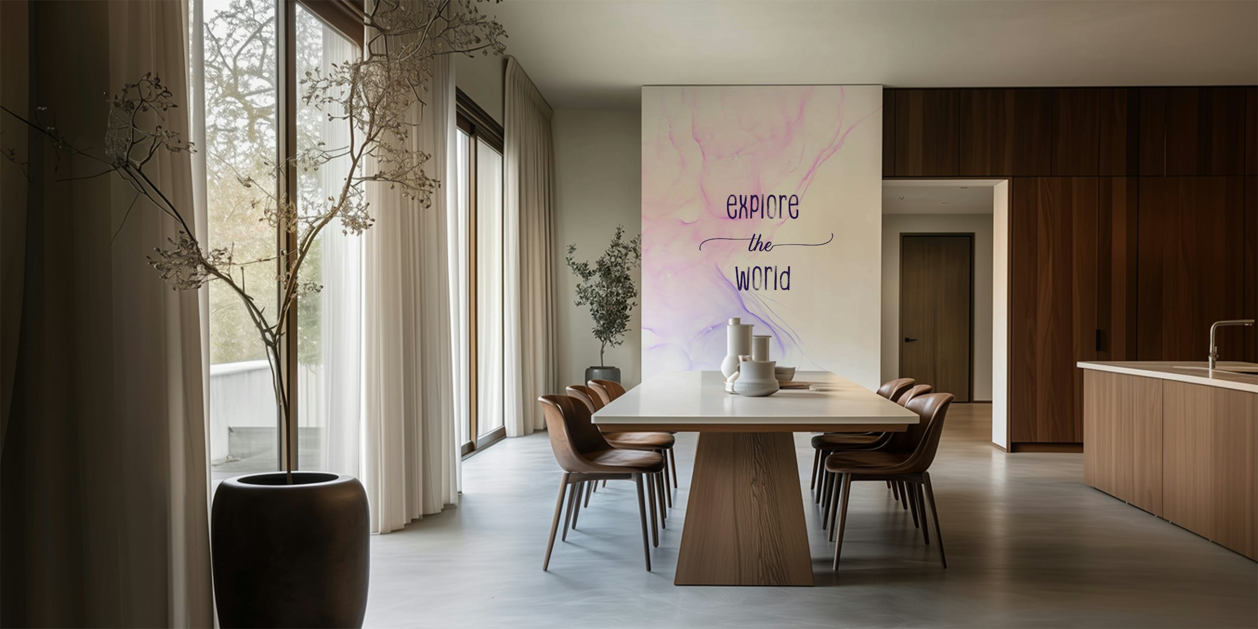 Explore the world wallpaper design in a room