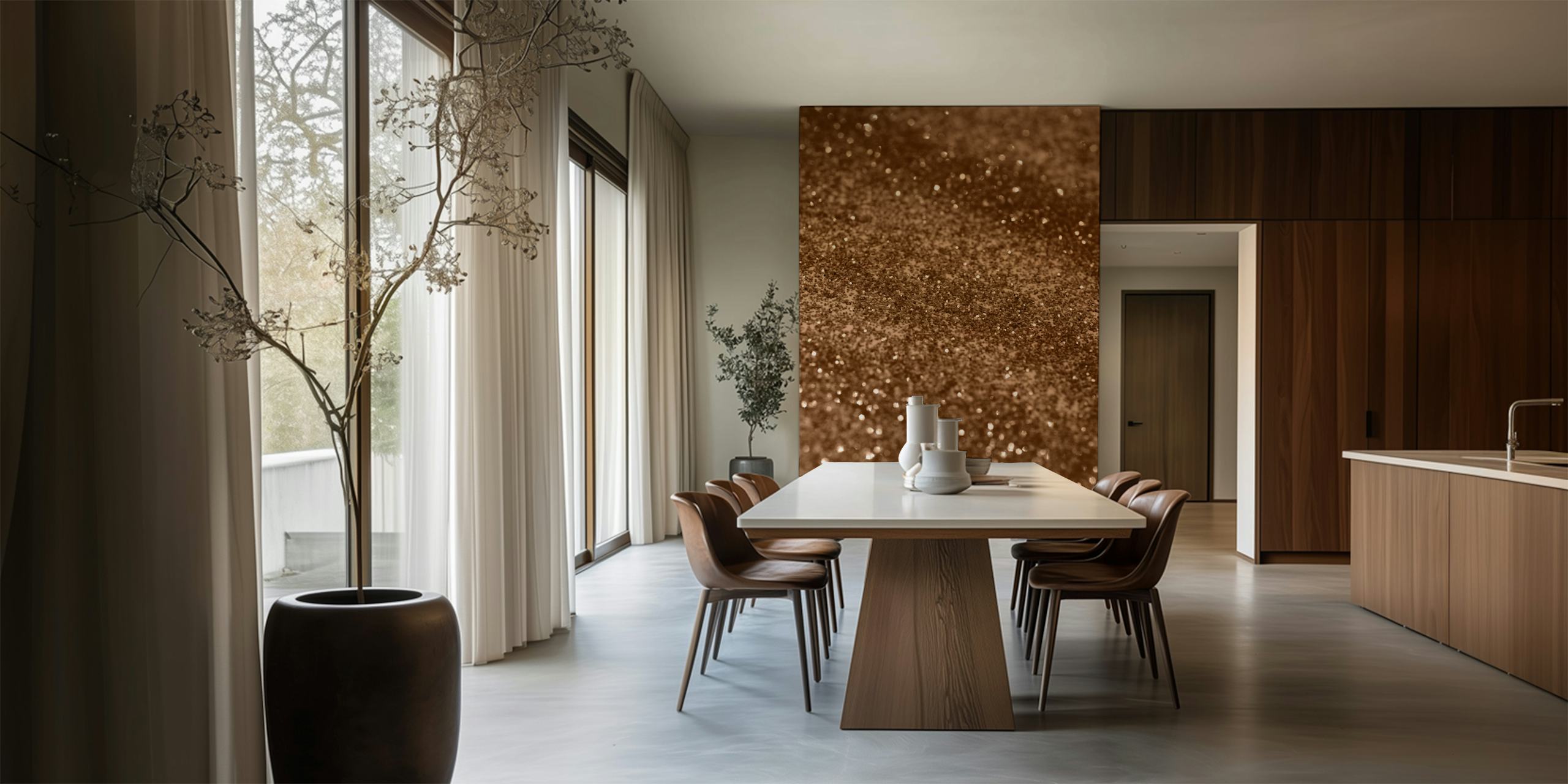 Sparkling Gold Brown Glitter tapet i et rom