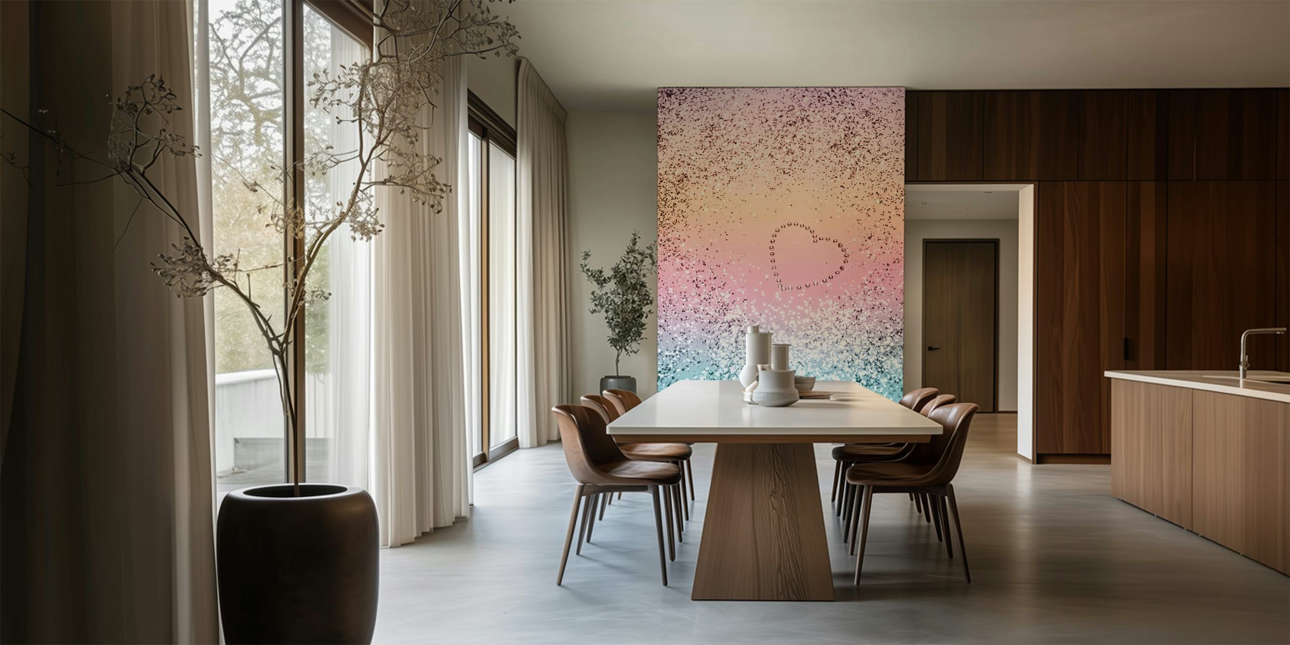 Summer Unicorn Glitter Heart wallpaper in a room