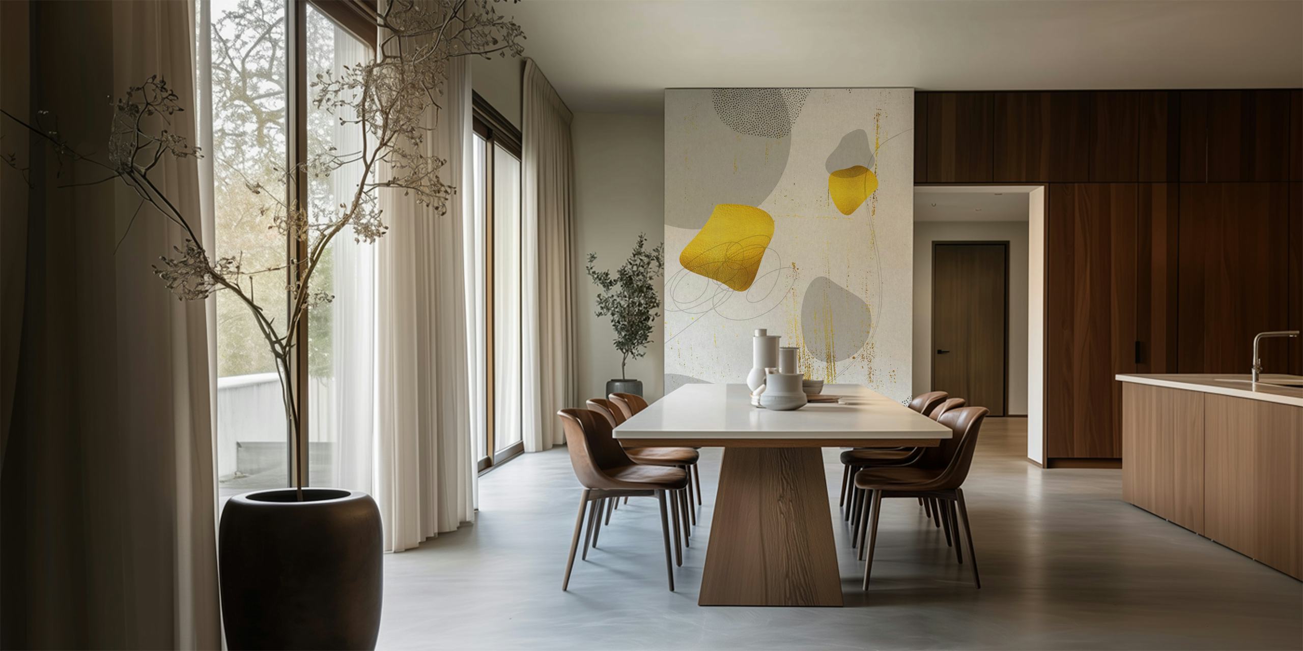Mid-Century Vintage gold wallpaper design