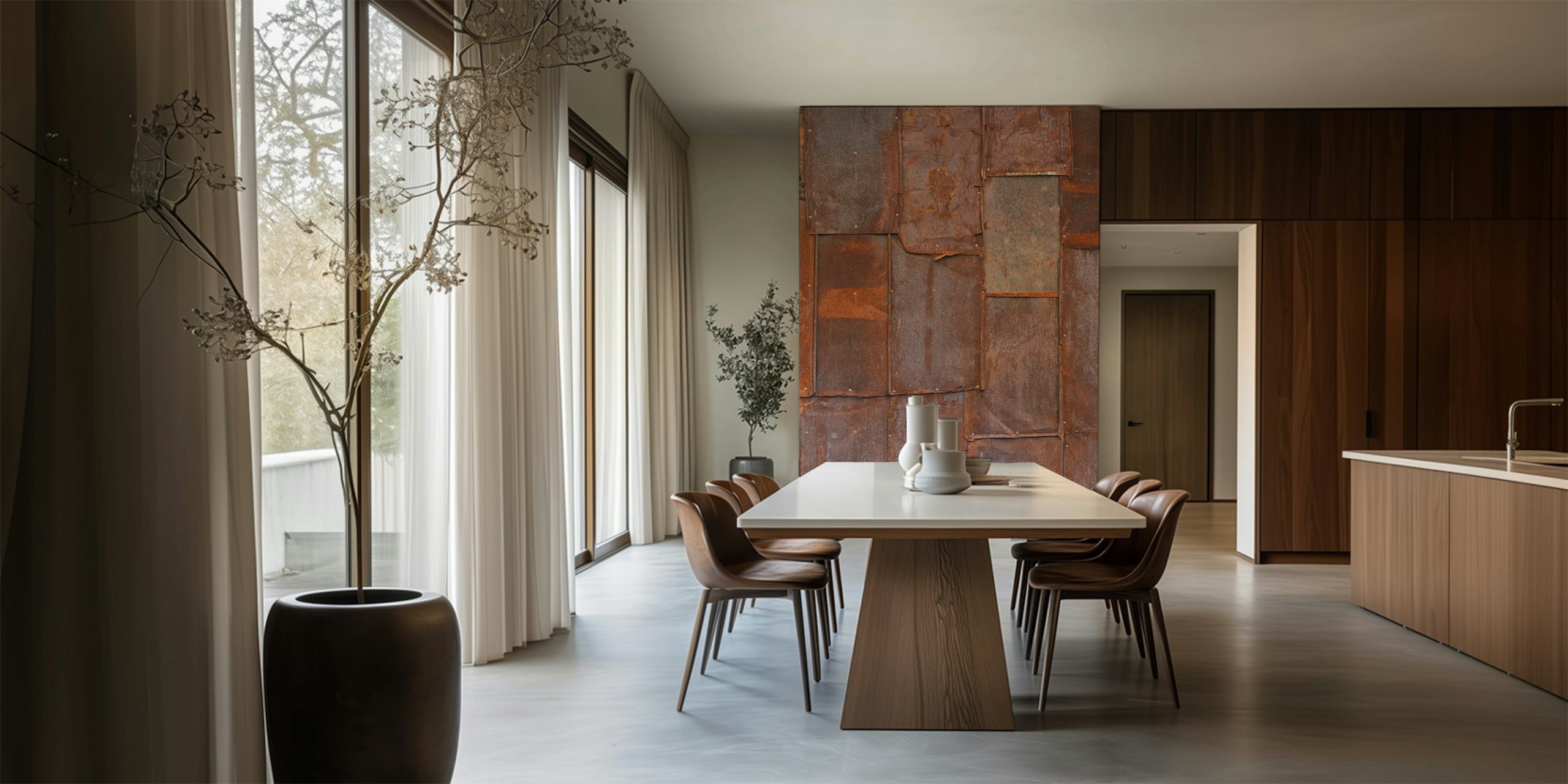 Carta da parati Rusty Panel con texture metalliche esposte alle intemperie